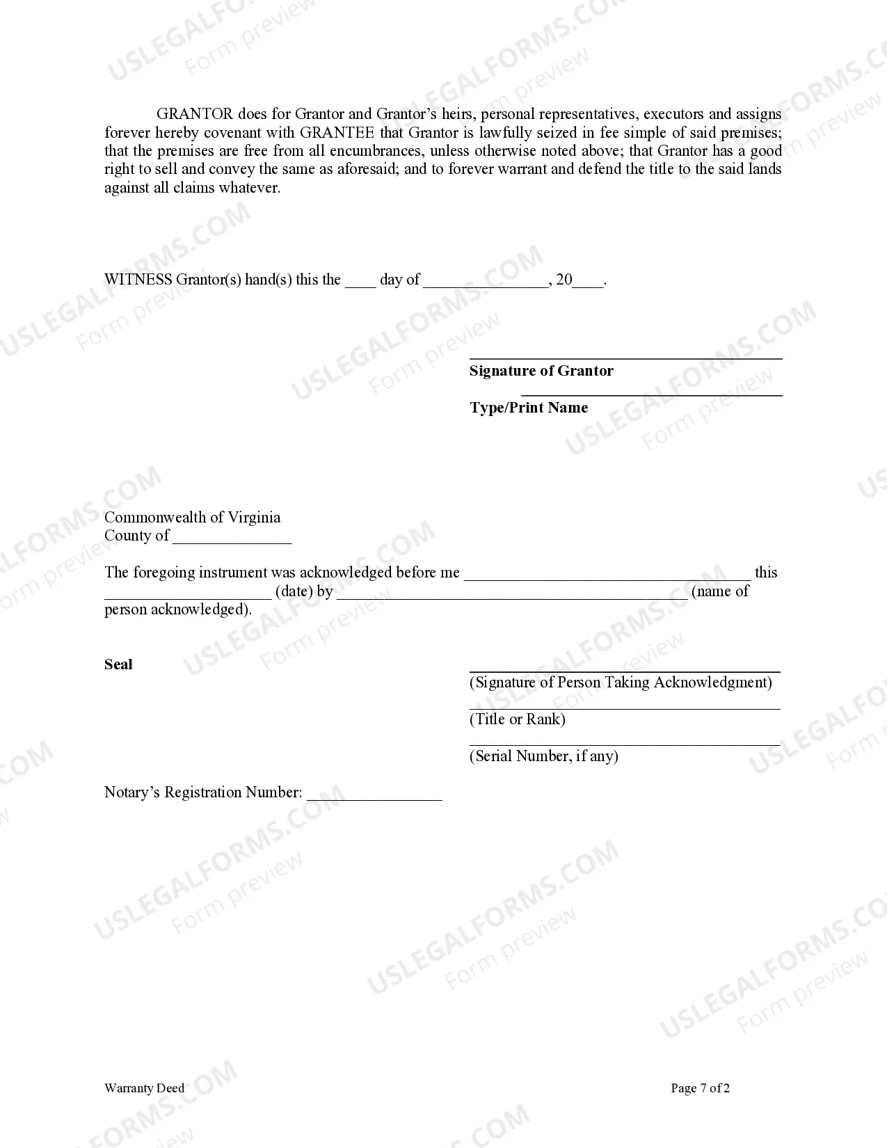 Preview Warranty Deed from Individual to a Trust