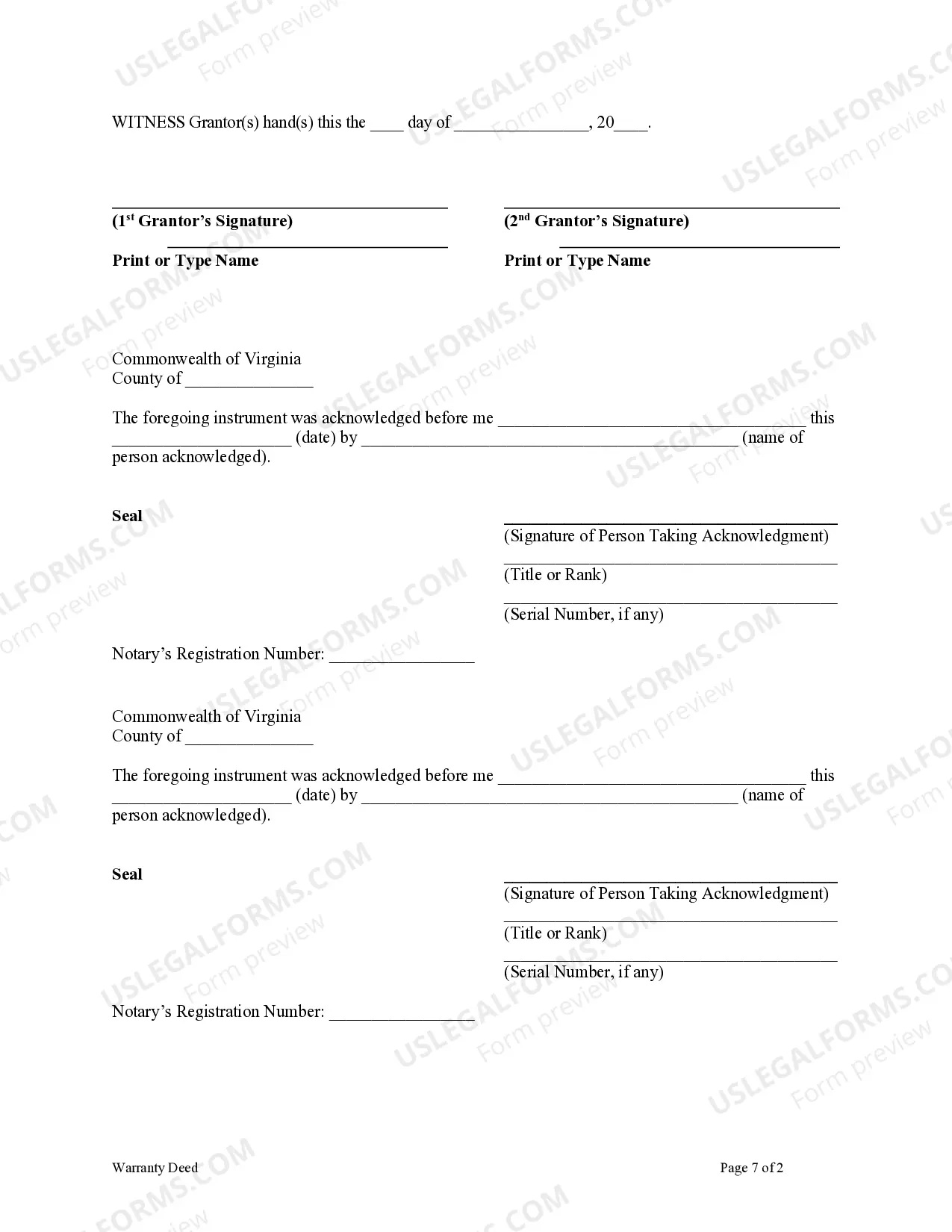 Preview Warranty Deed from Husband and Wife to a Trust