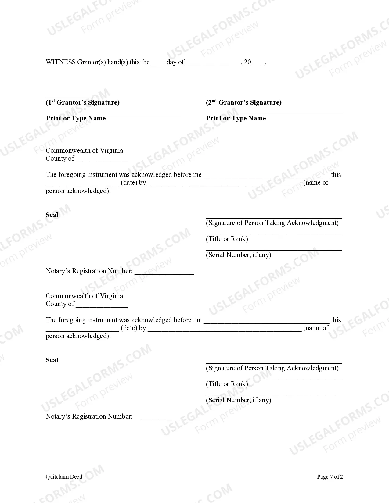 Preview Quitclaim Deed from Husband and Wife to Husband and Wife