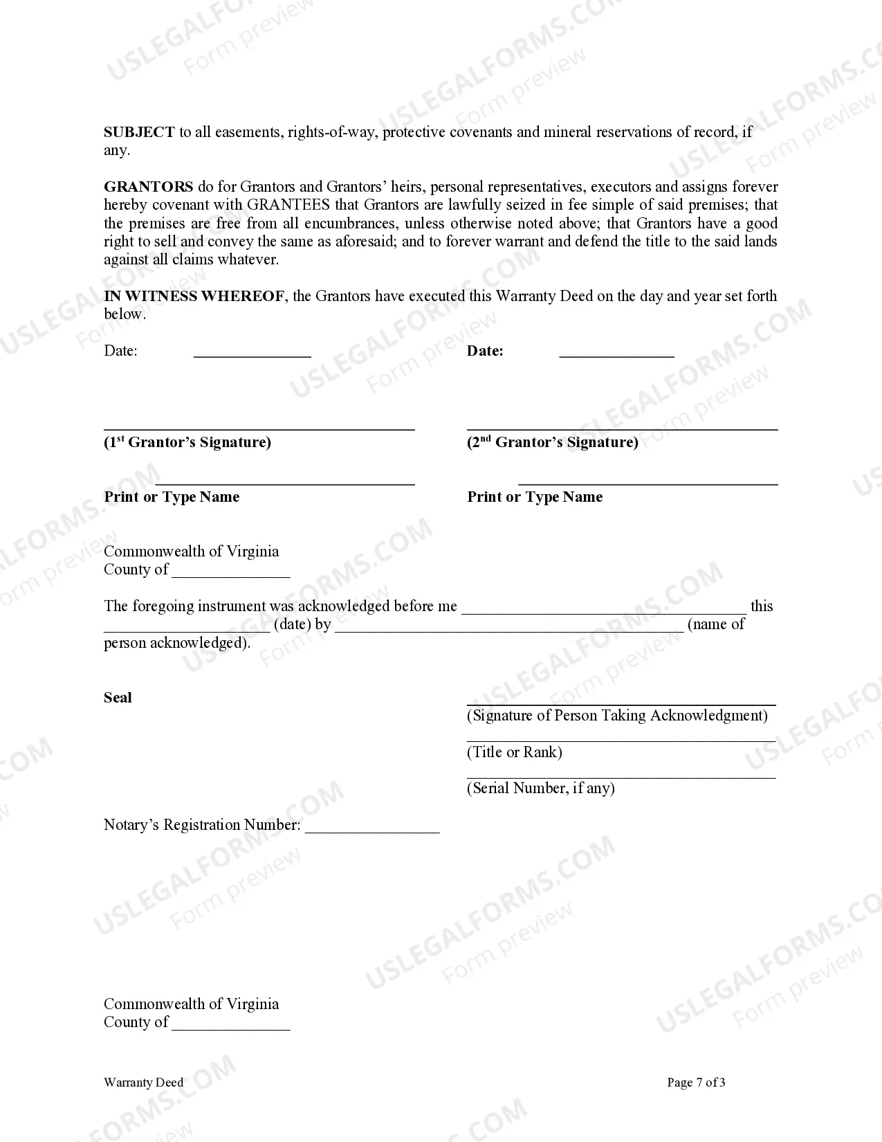 Preview Warranty Deed from Husband and Wife to Husband and Wife