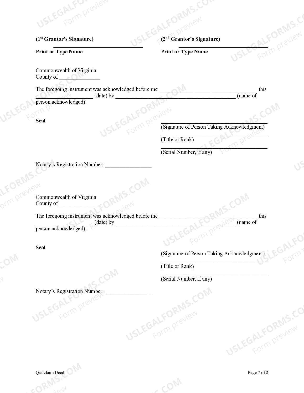 Preview Quitclaim Deed from Husband and Wife to an Individual