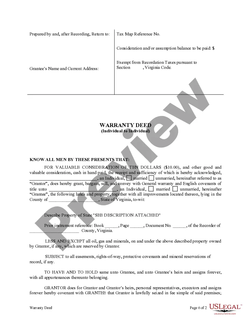 Preview Warranty Deed from Individual to Individual