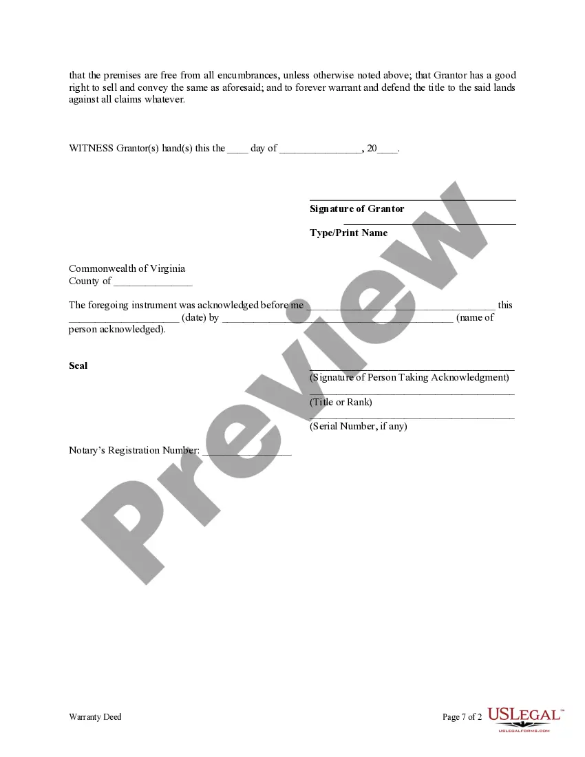 Preview Warranty Deed from Individual to Individual