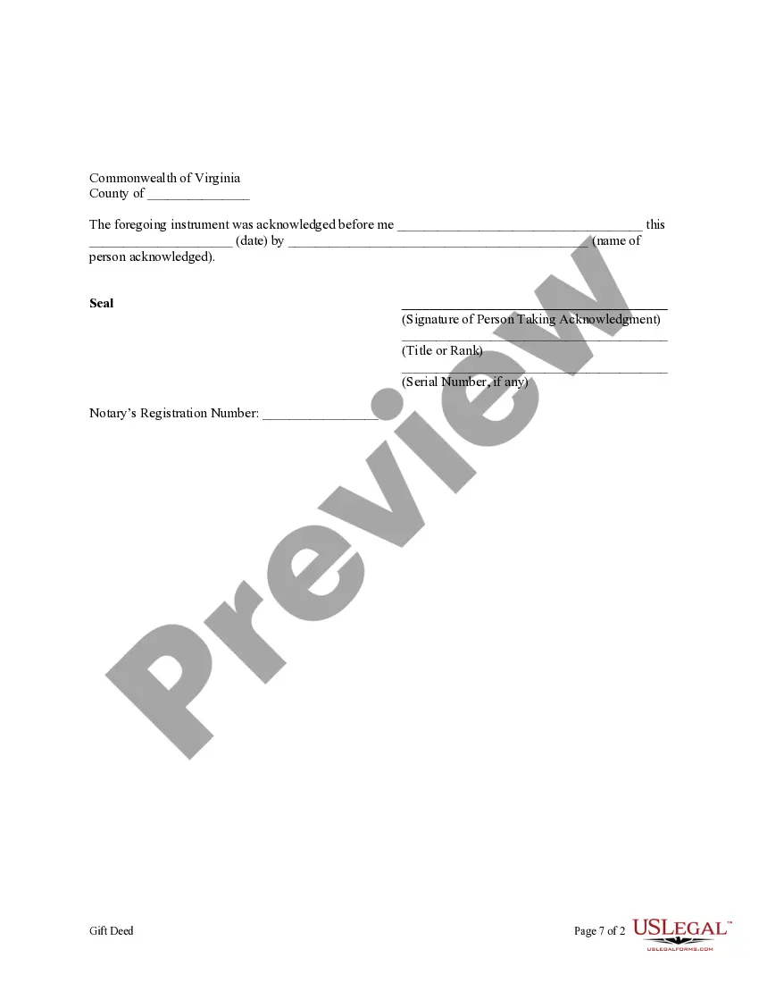 Virginia Gift Deed for Individual to Individual - Deed Of Gift Virginia | US Legal Forms virginia-gift-deed-for-individual-to-individual-deed-of-gift-virginia-us-legal-forms