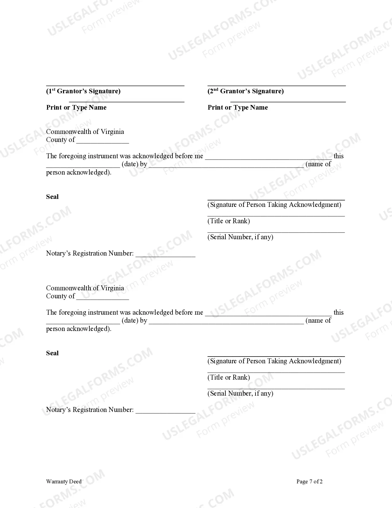 Preview Warranty Deed - Two Individuals to One Individual