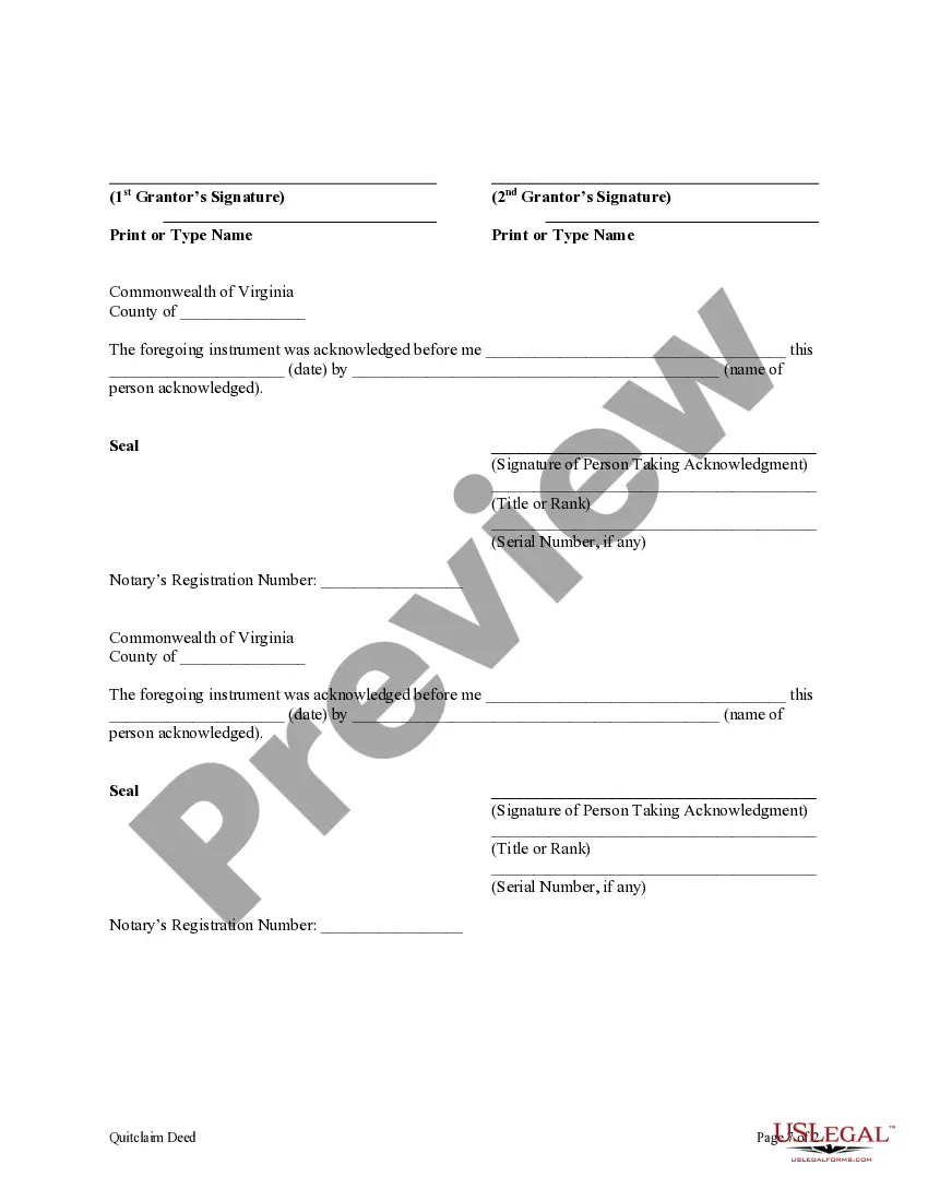 Preview Quitclaim Deed Pursuant to a Final Decree of Divorce - Two Individuals to One Individual