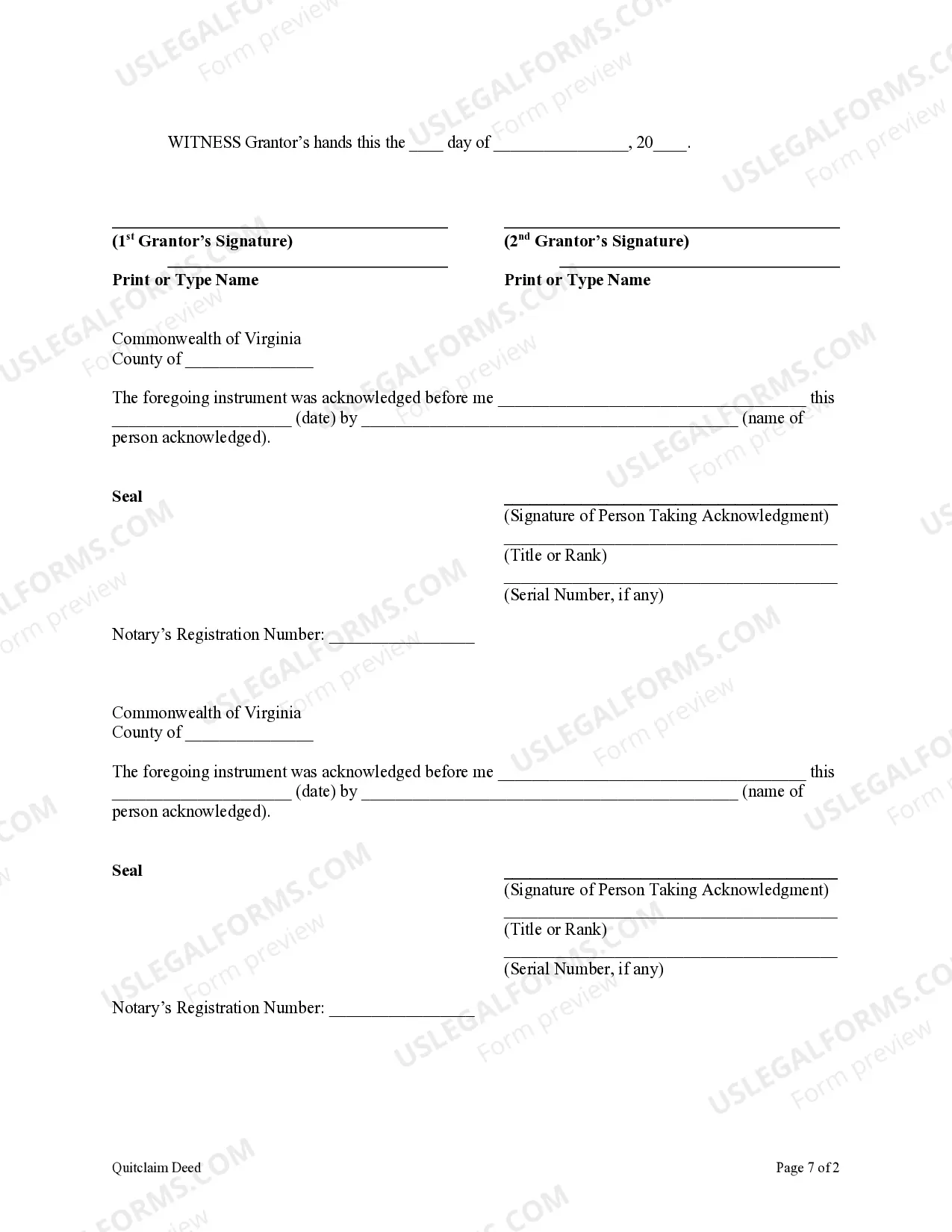 Preview Quitclaim Deed - Two Individuals to Three Individuals