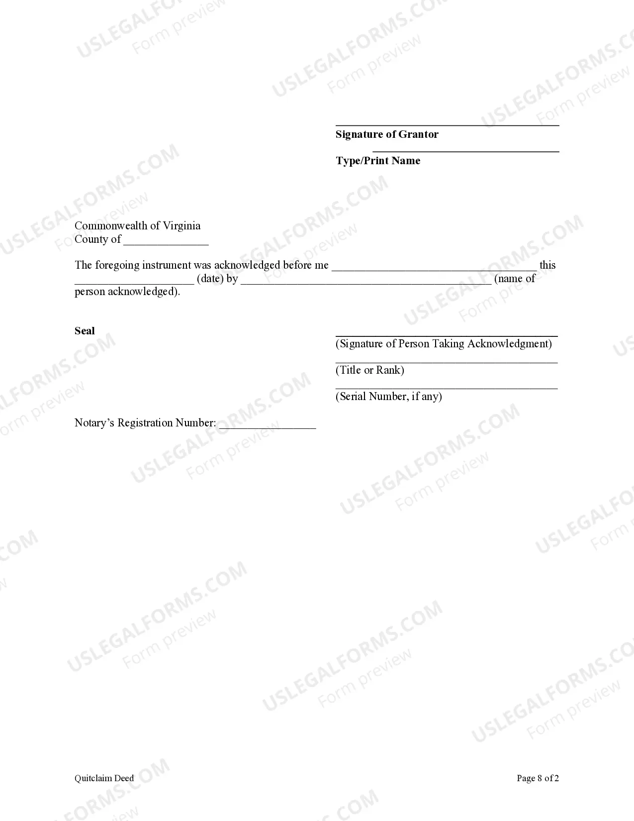 Preview Quitclaim Deed - One Individual to Two Individuals / Husband and Wife