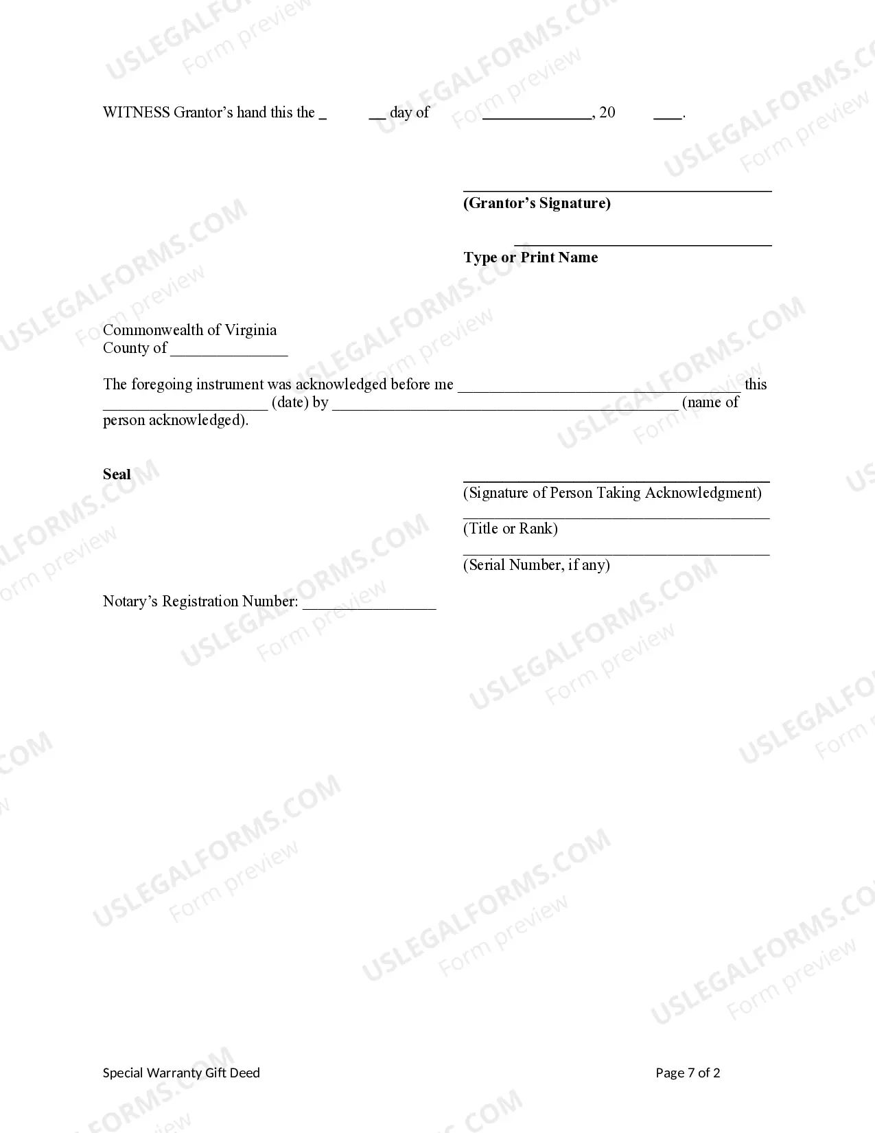 Preview Special Warranty Deed from an individual to an individual