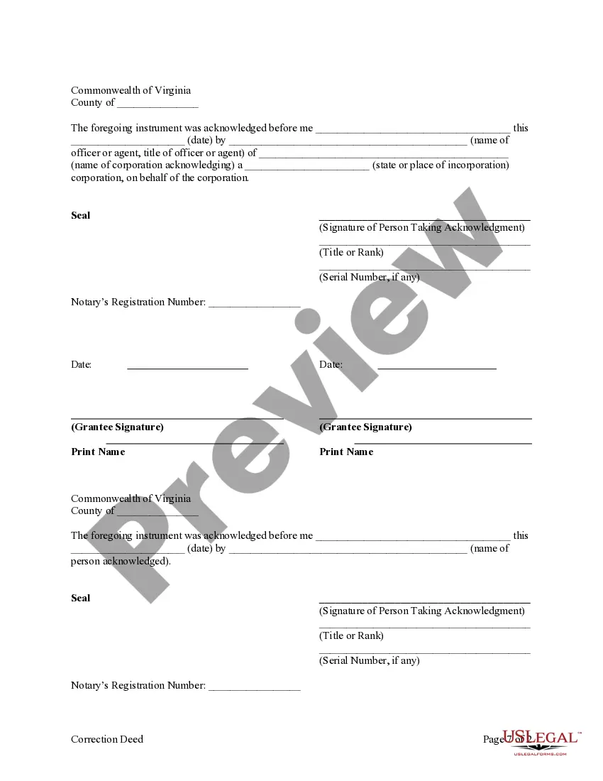 Preview Deed of Correction - Corporation to Husband and Wife / Two Individuals