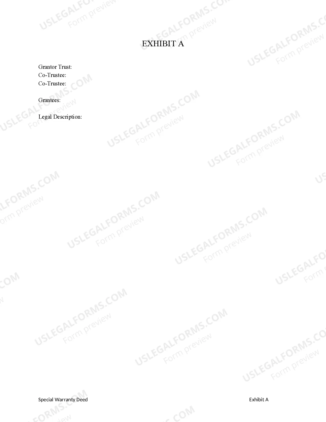 Preview Special Warranty Deed from a Trust (Two Co-Trustees) to Husband and Wife / Two Individuals