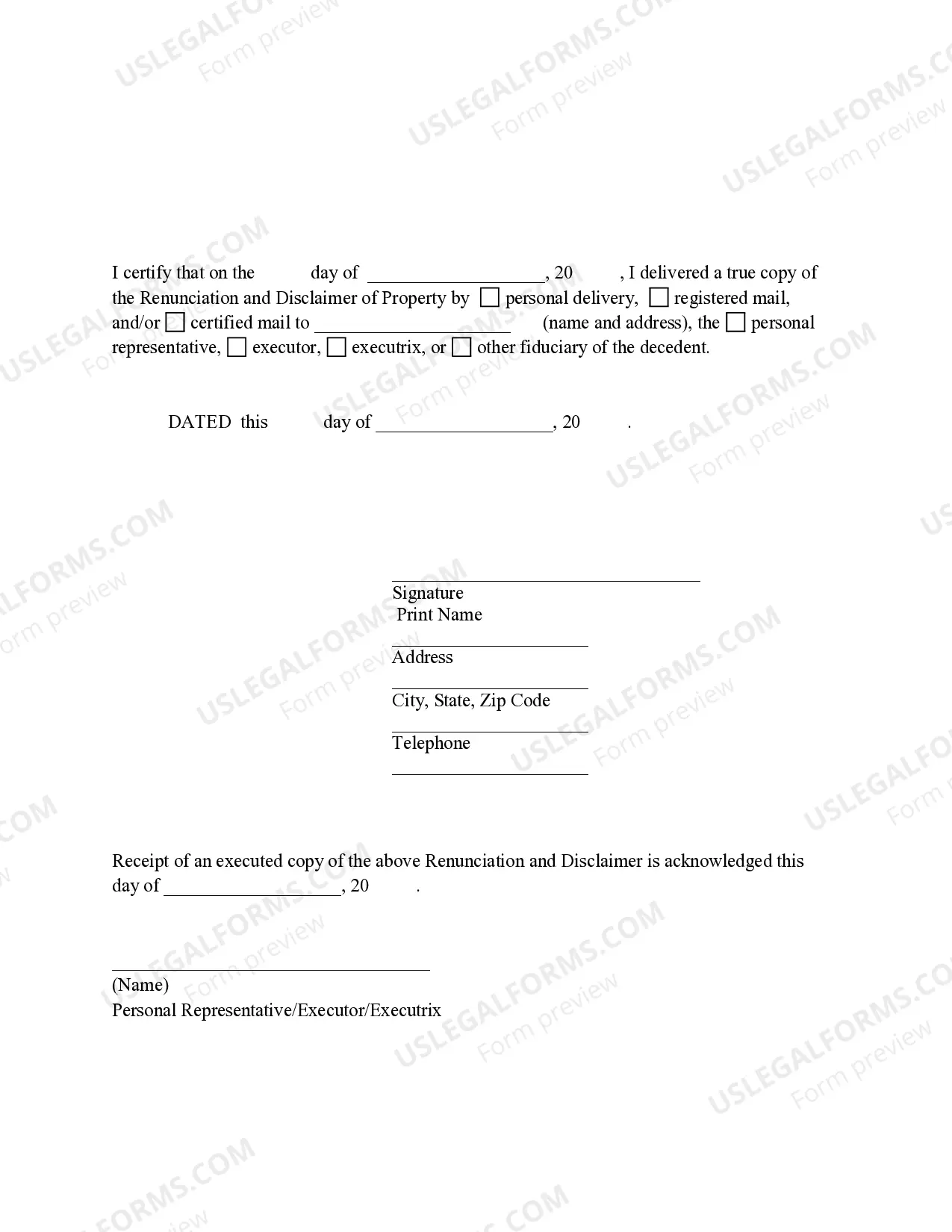 Preview Renunciation And Disclaimer of Real Property Interest