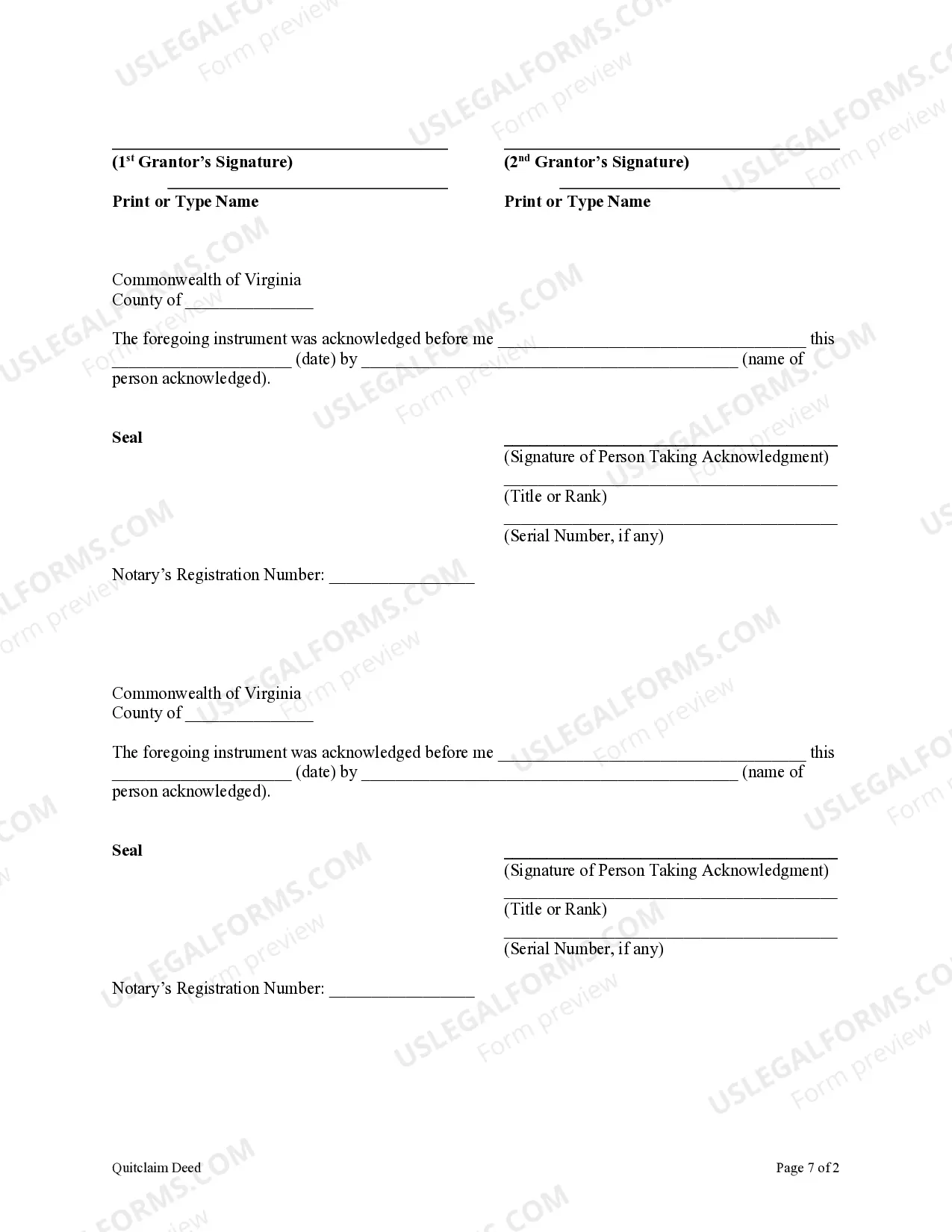 Preview Quitclaim Deed by Two Individuals to LLC