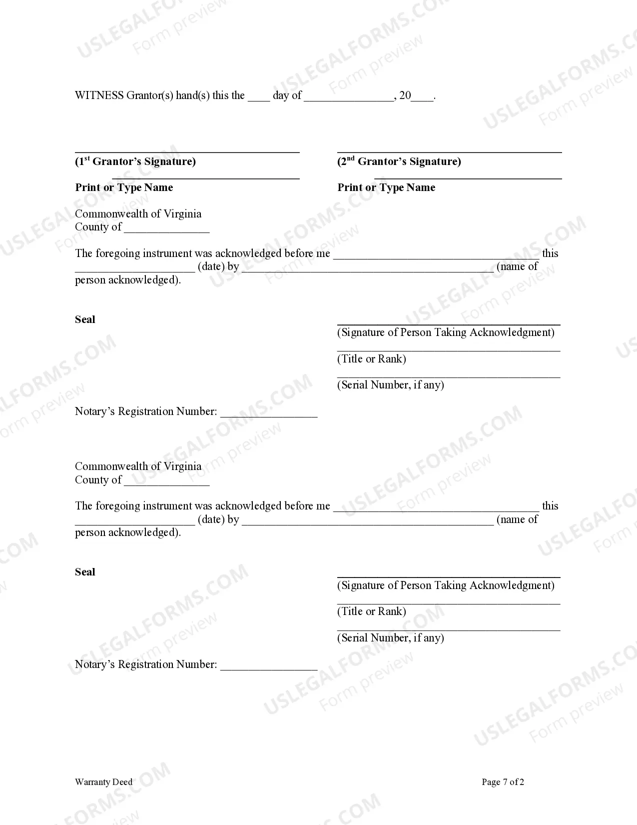 Preview Warranty Deed from two Individuals to LLC