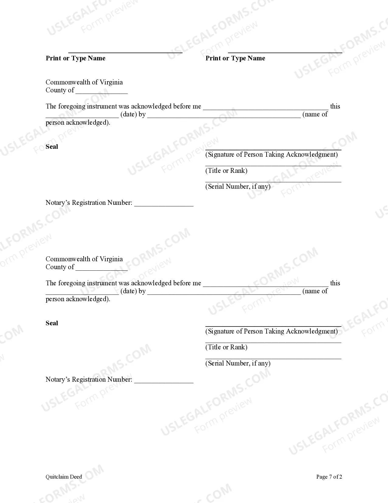 Preview Quitclaim Deed by Two Individuals to Corporation