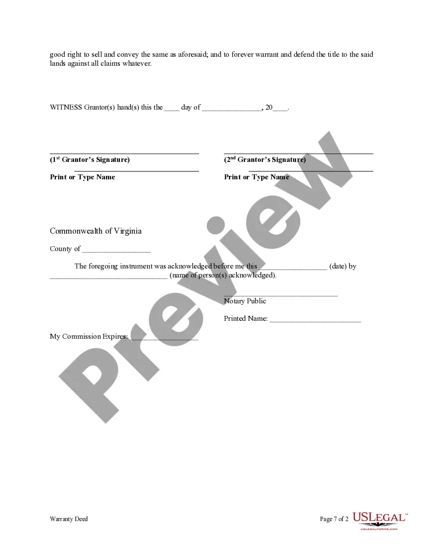 Preview Warranty Deed from two Individuals to Corporation