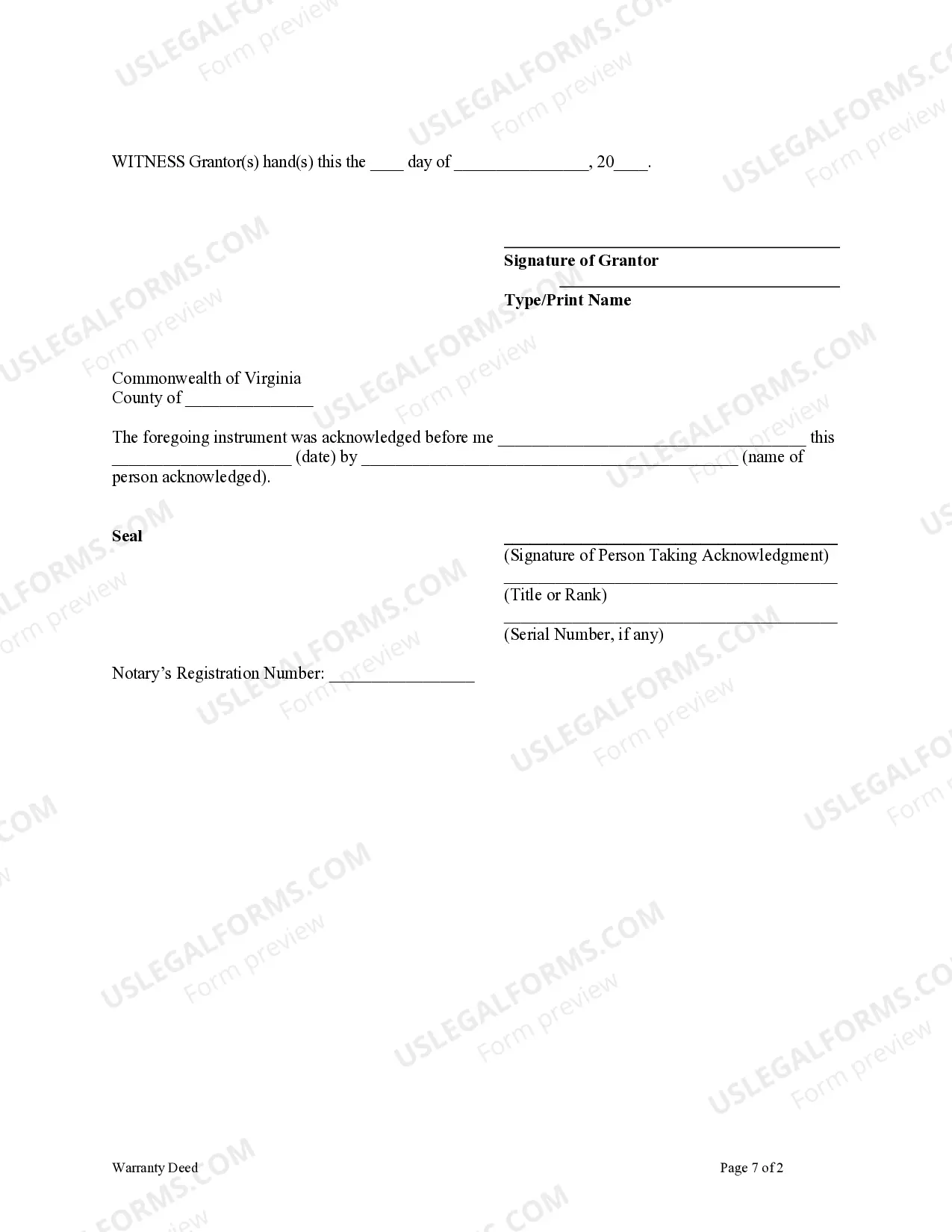 Preview Warranty Deed from Individual to Corporation