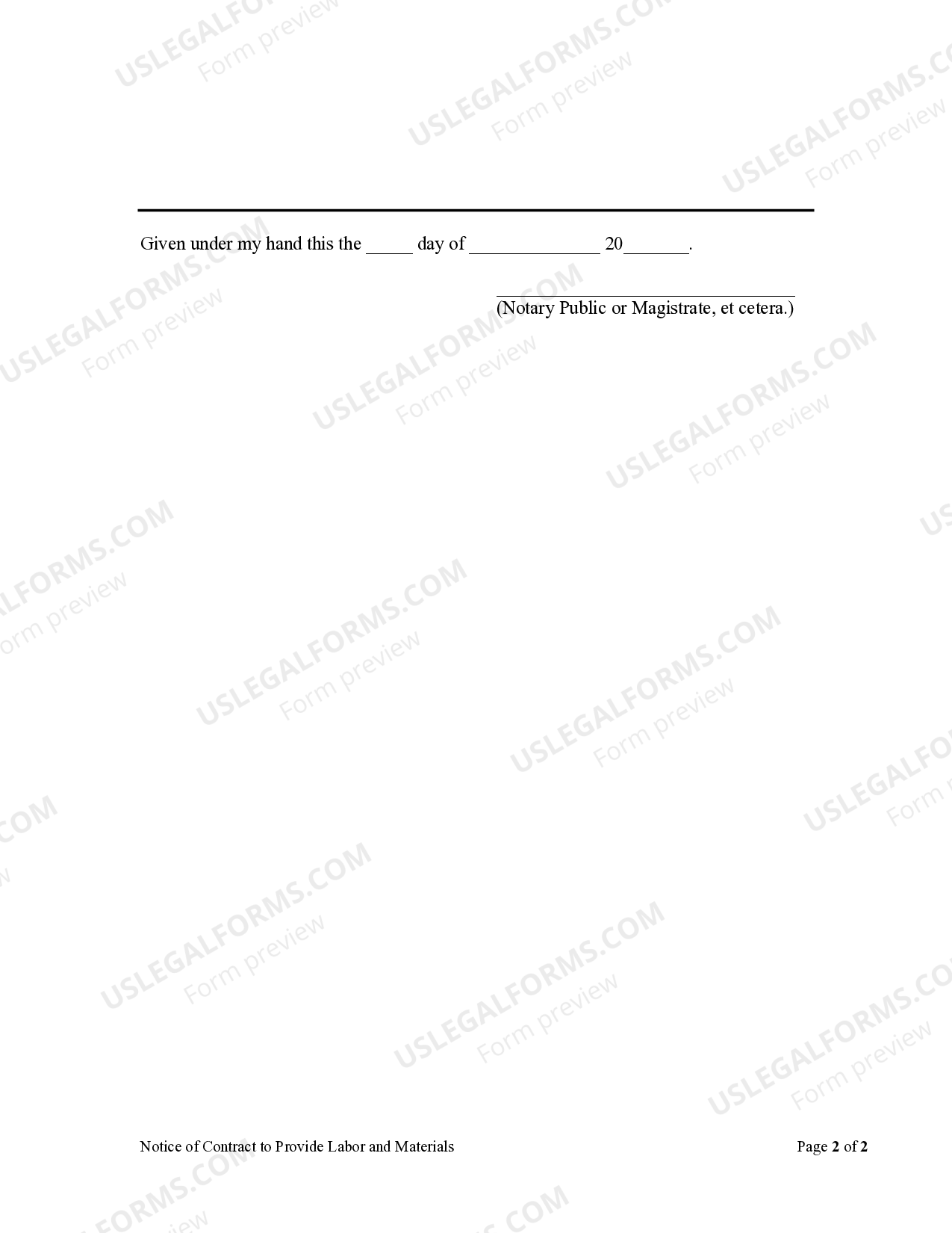 Virginia Notice of Contract to Provide Labor and Materials - Va Labor | US  Legal Forms