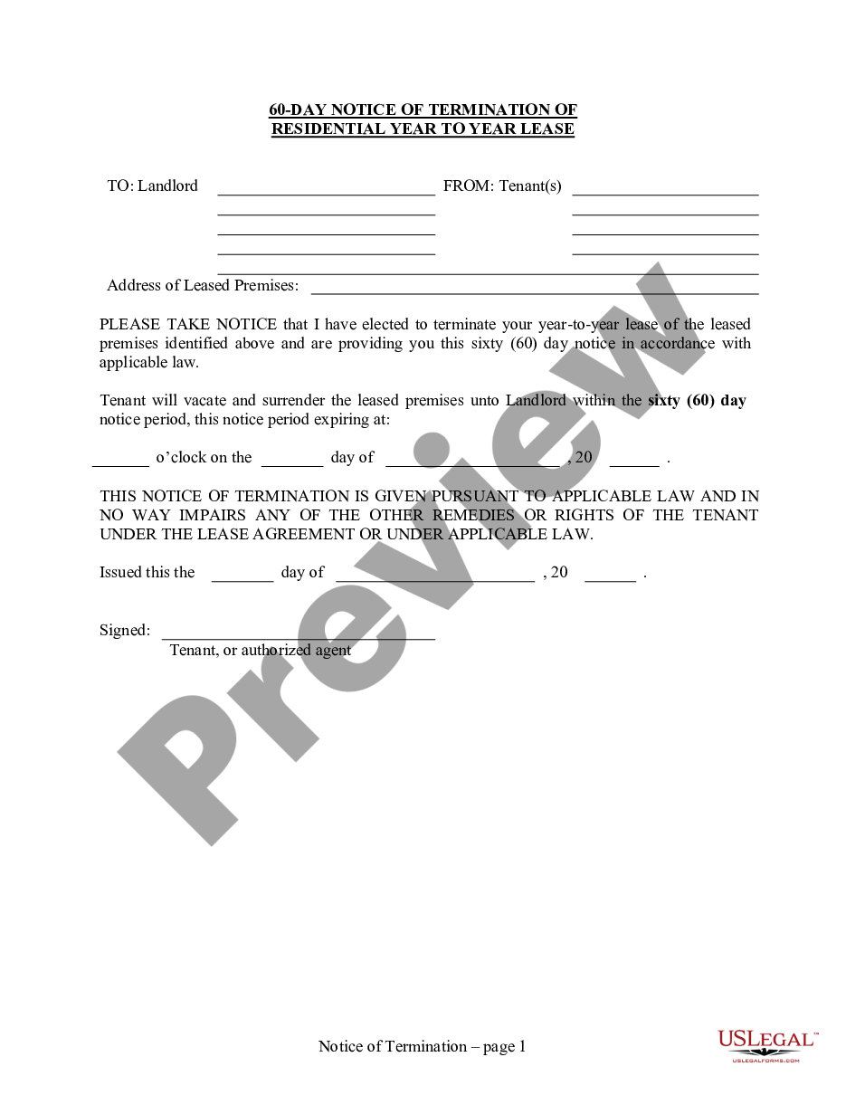 Virginia 60 Day Notice To Vacate Form Template US Legal Forms
