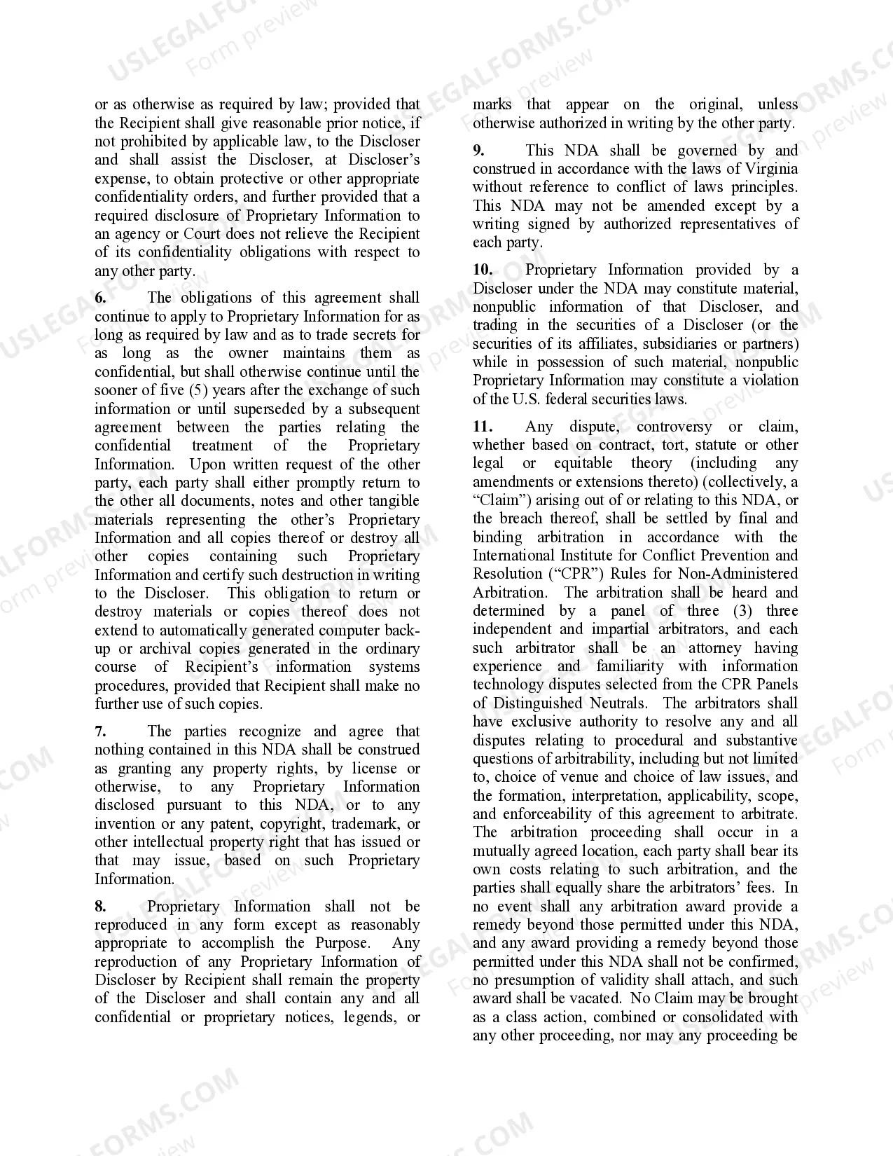 Preview Mutual Non-Disclosure Agreement