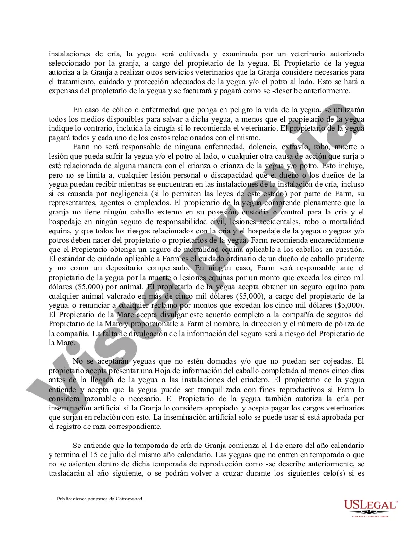 Preview Contrato de servicio de semental - Formularios equinos de caballos