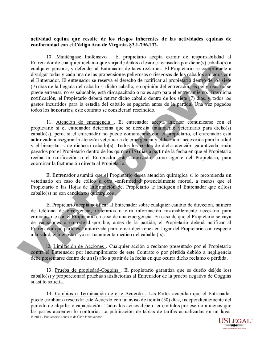 Preview Contrato de Entrenamiento - Caballo Equino Formas