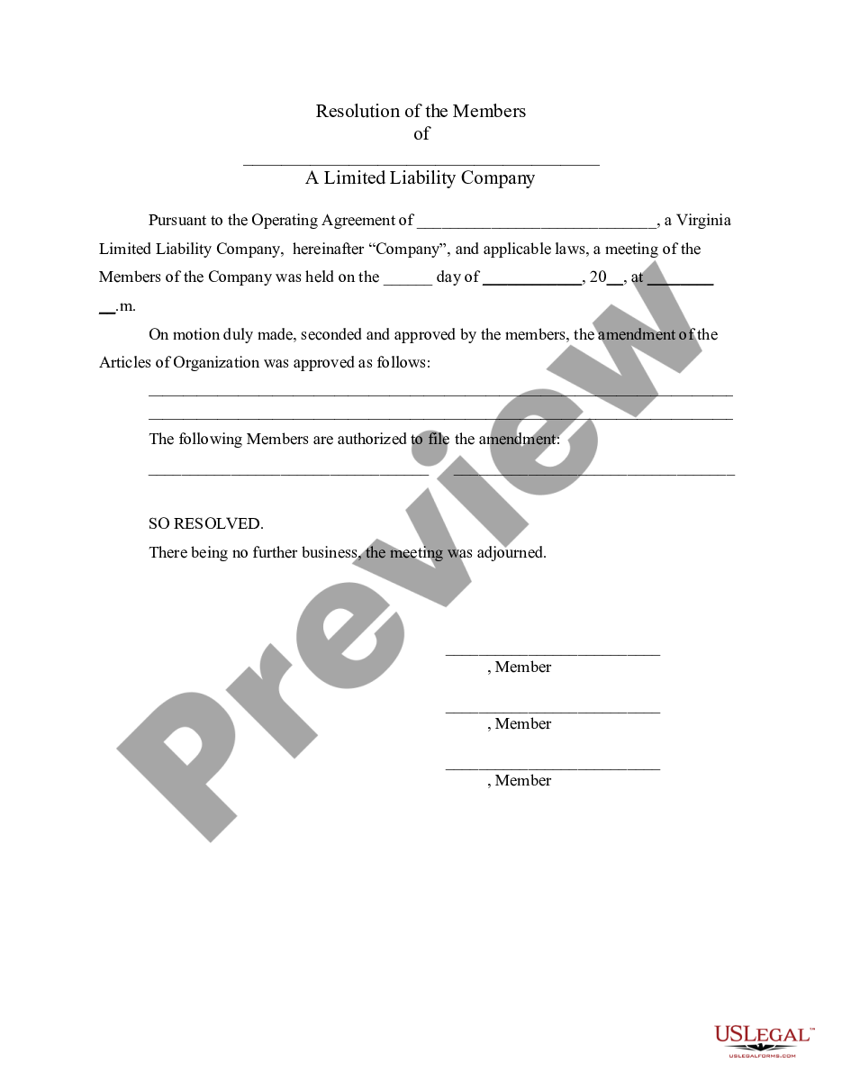 page 3 LLC Notices, Resolutions and other Operations Forms Package preview