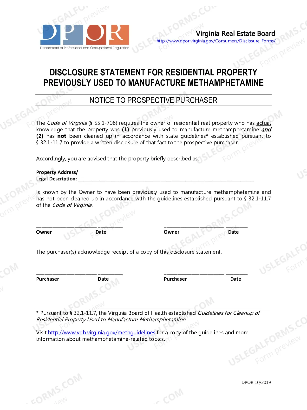 Preview Residential Real Estate Sales Disclosure Statement