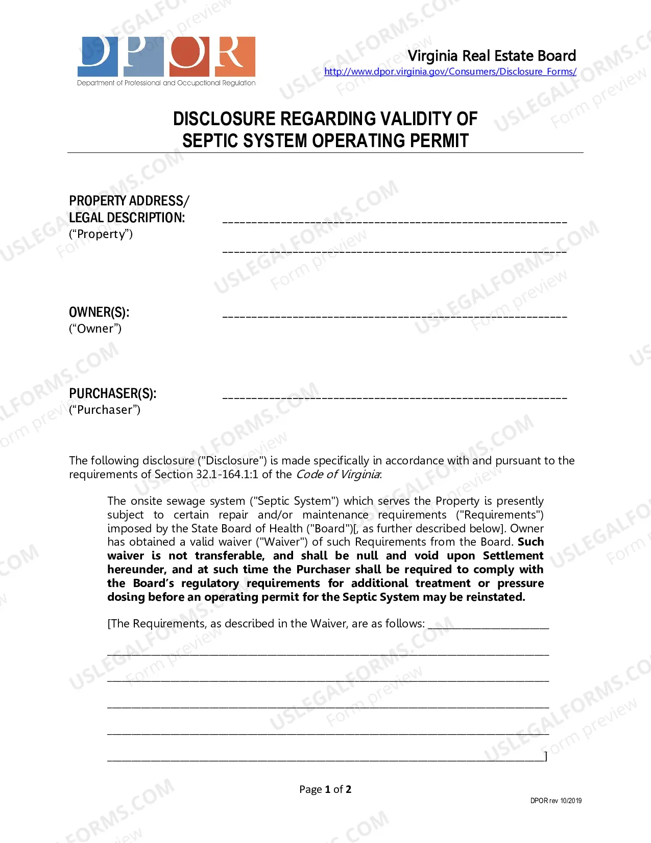 Preview Residential Real Estate Sales Disclosure Statement