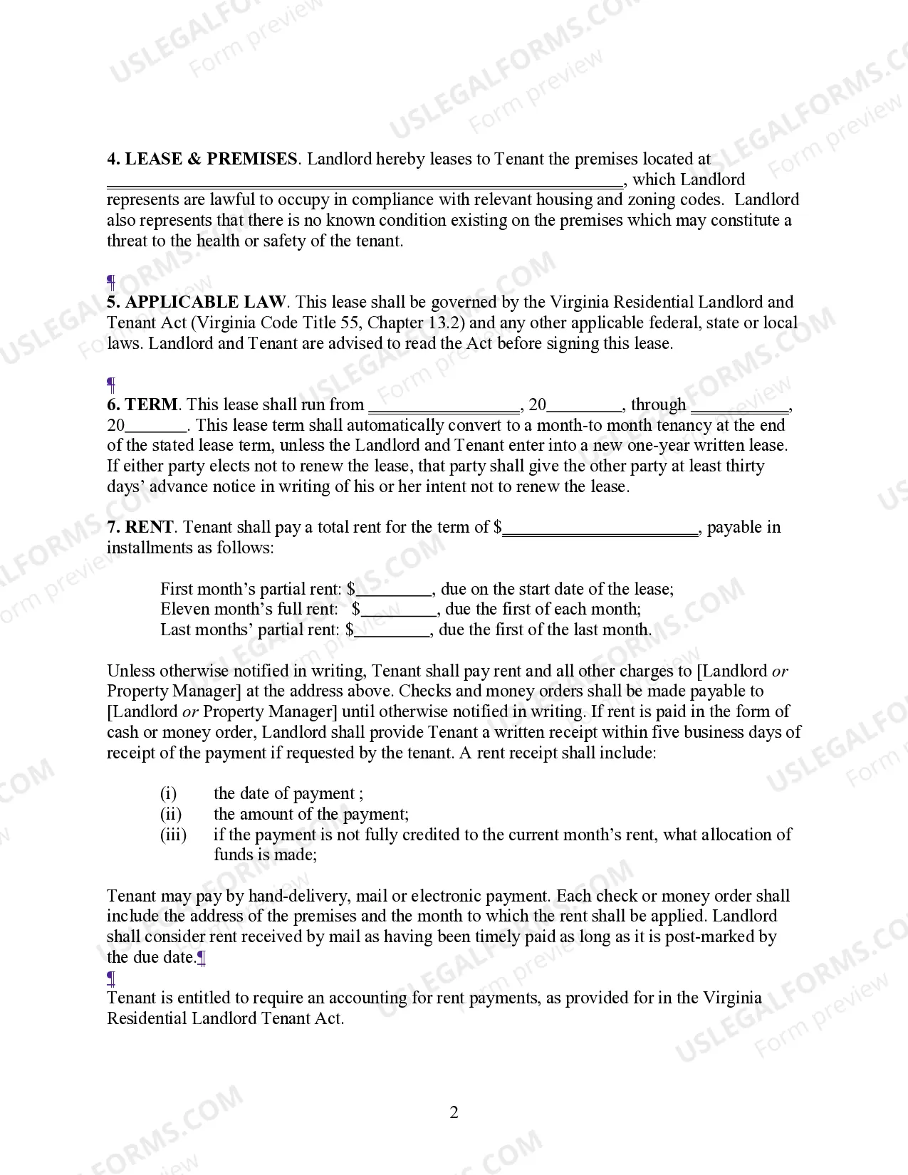 Preview Residential Lease