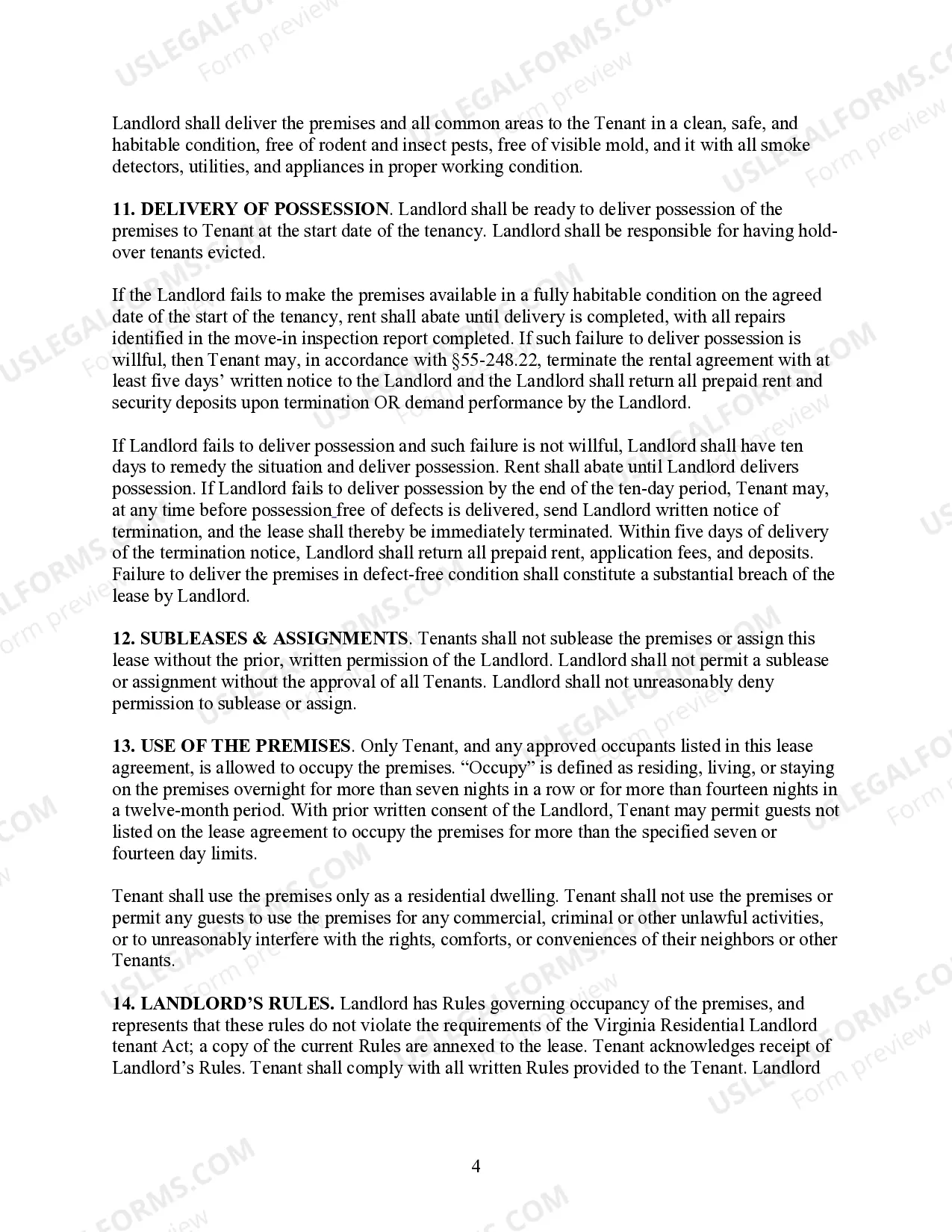 Preview Residential Lease