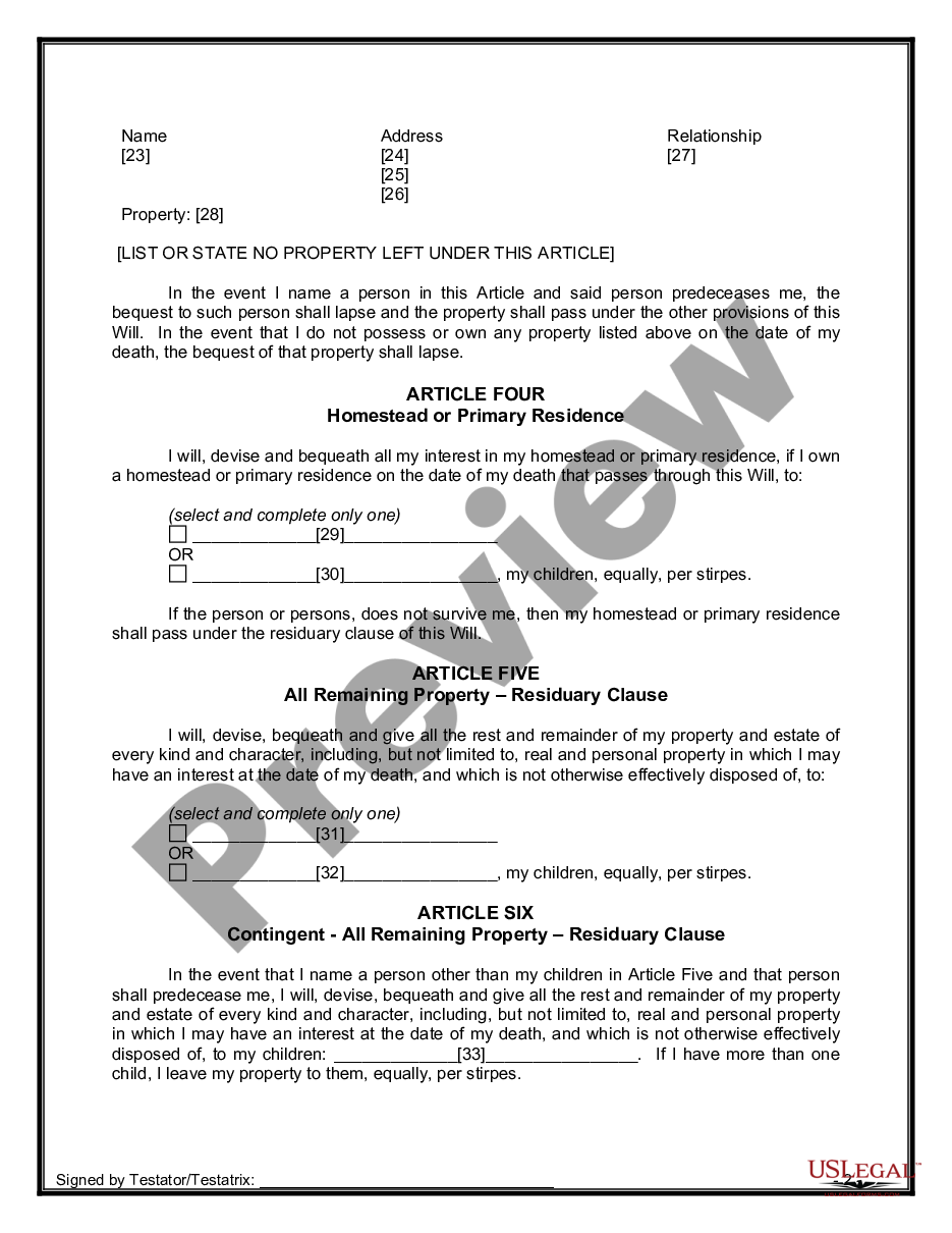 page 6 Mutual Wills Package of Last Wills and Testaments for Unmarried Persons living together Married with Adult Children preview
