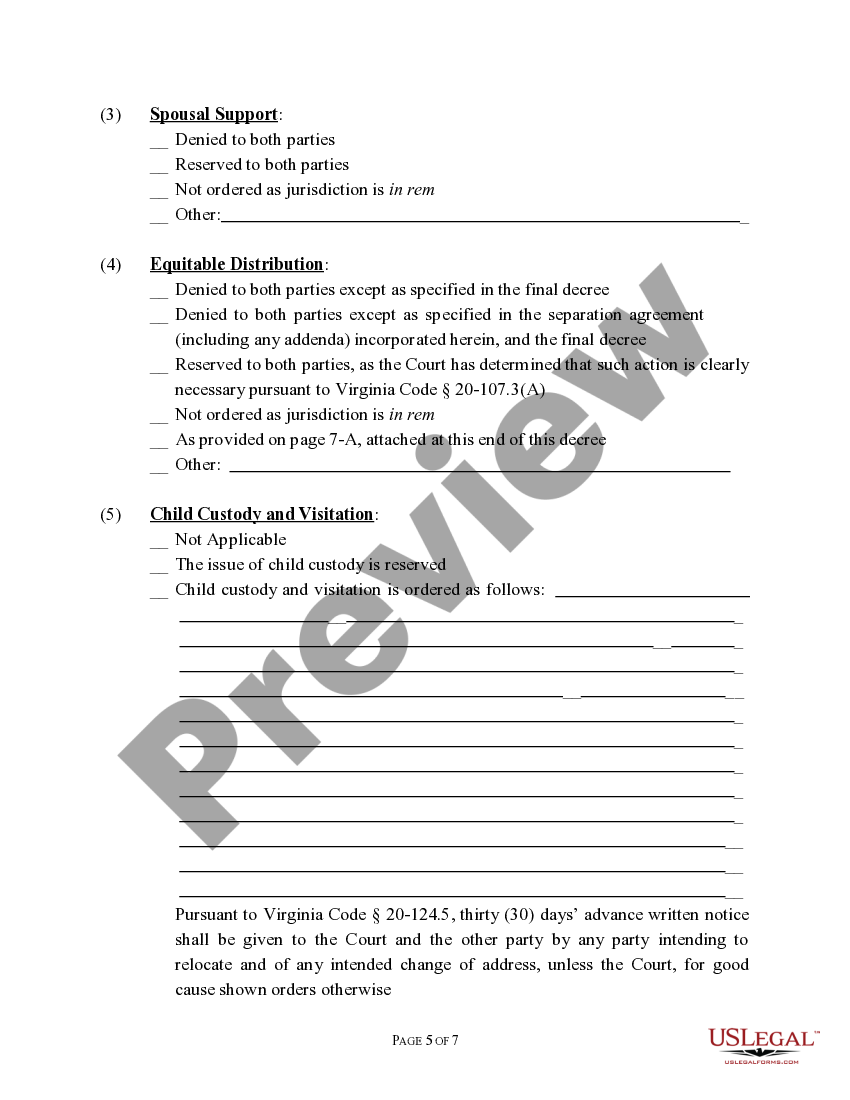 Virginia Final Decree Of Divorce For People With No Children What