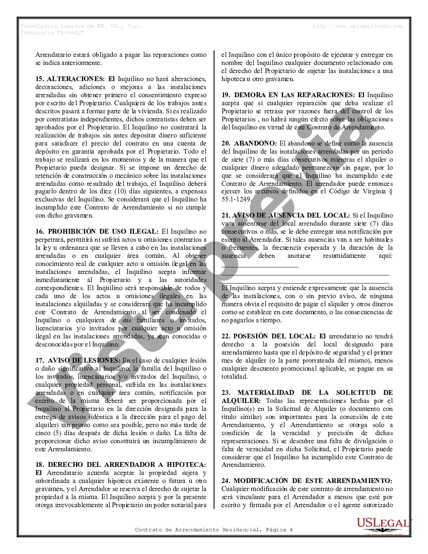 Preview Contrato de arrendamiento de alquiler residencial