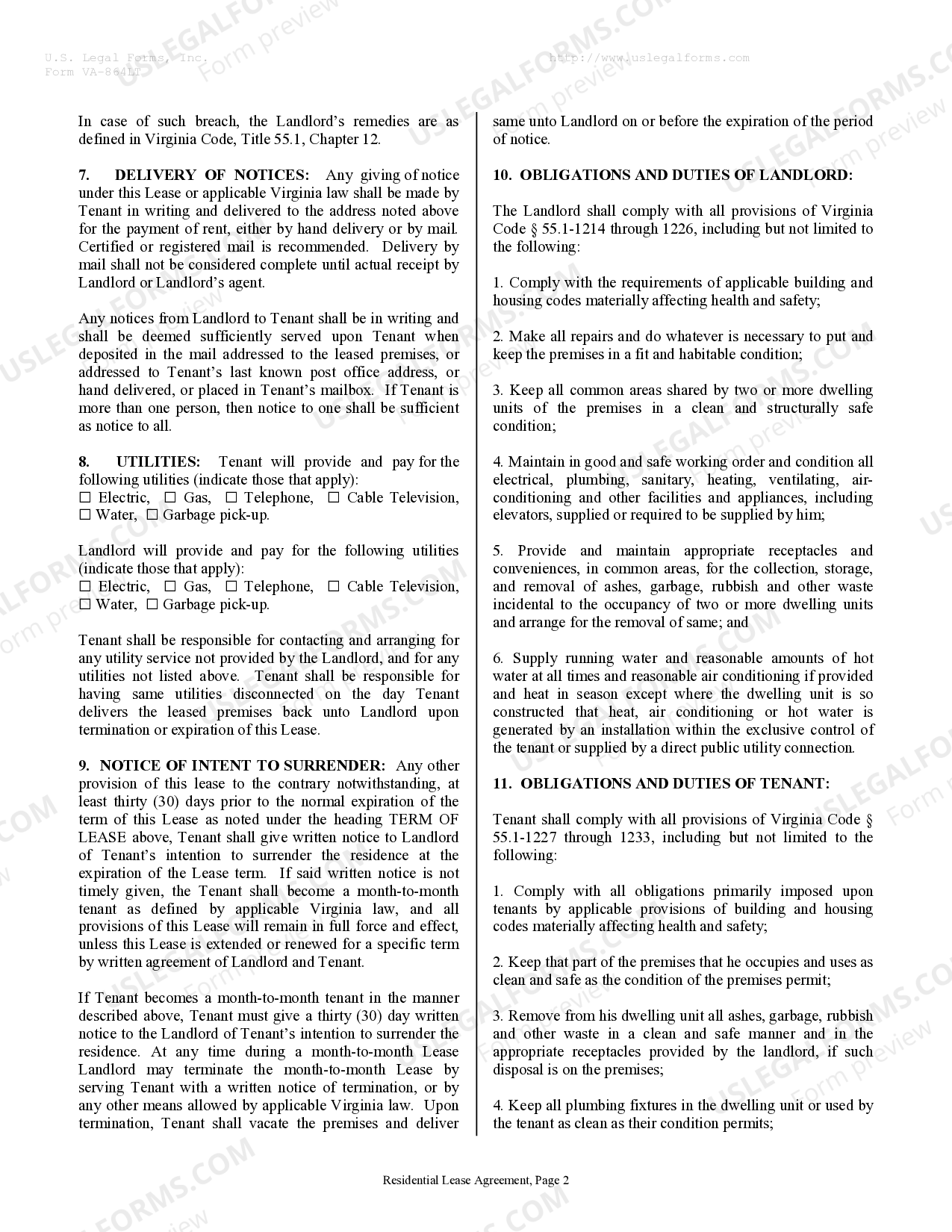 Virginia Residential Rental Lease Agreement - Virginia Residential Lease  Agreement | US Legal Forms
