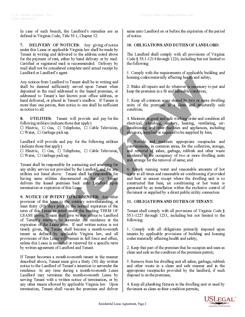 Preview Residential Rental Lease Agreement