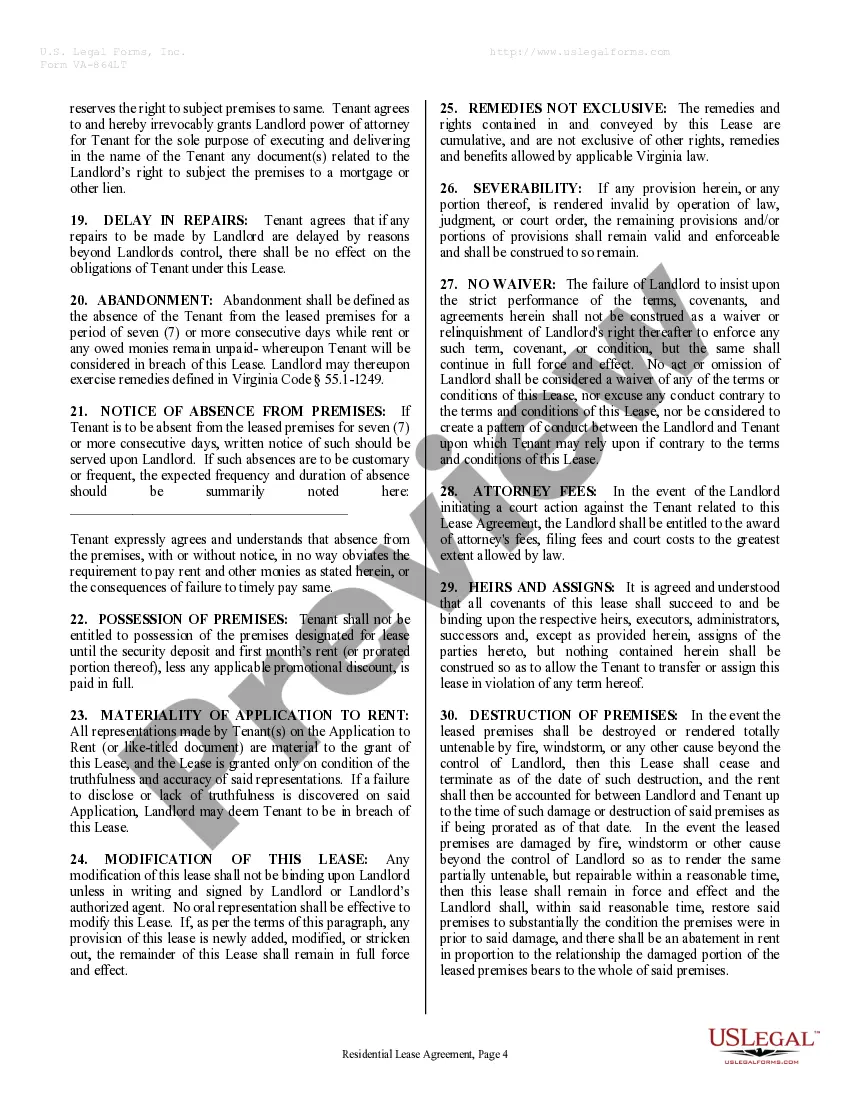 Preview Residential Rental Lease Agreement