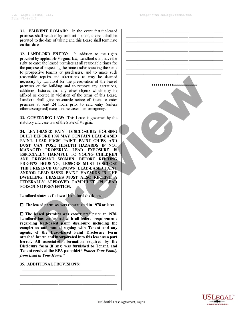 Preview Residential Rental Lease Agreement