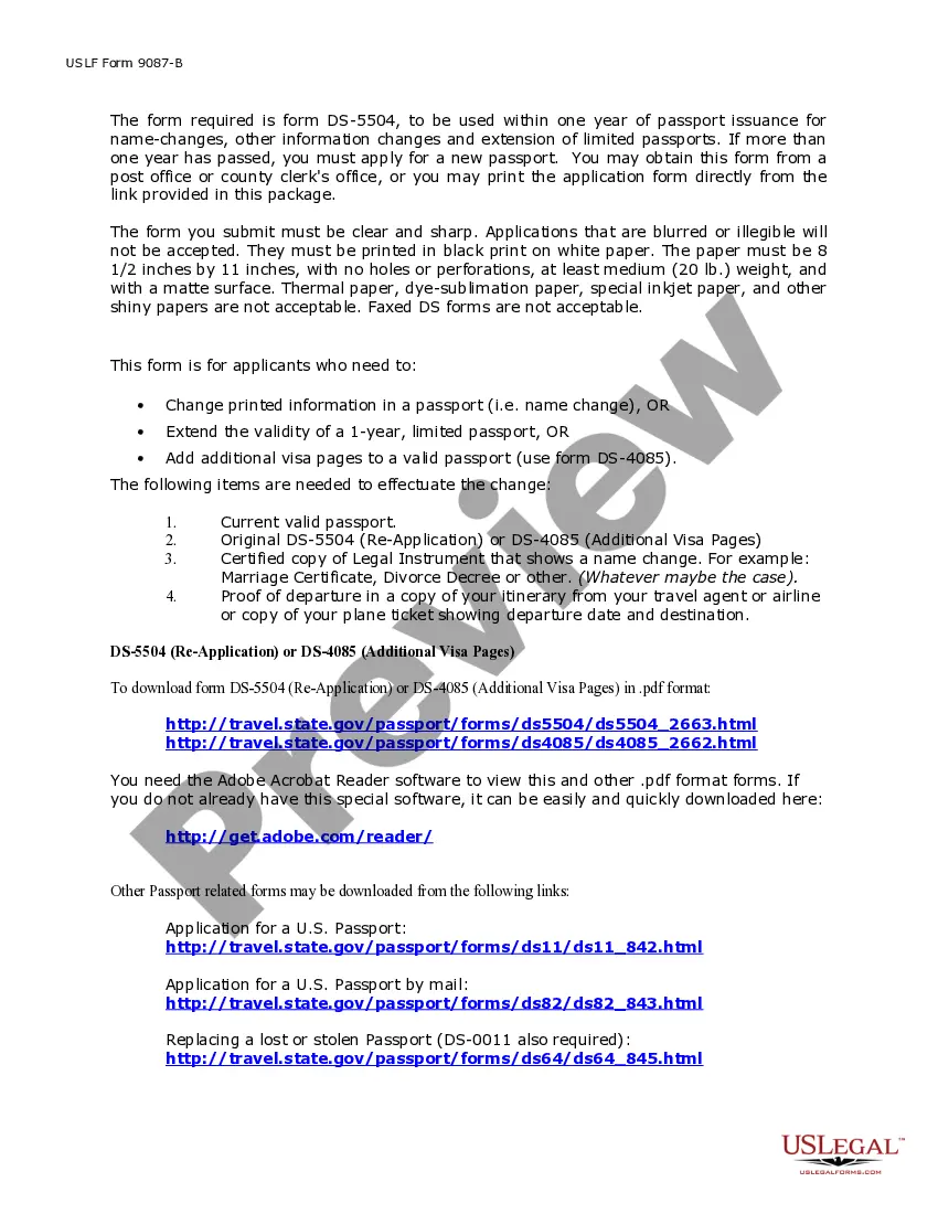 Preview Name Change Notification Package for Brides, Court Ordered Name Change, Divorced, Marriage