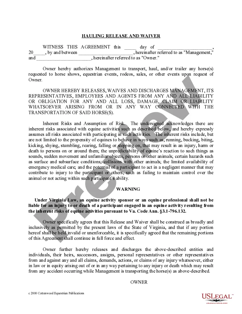 Get Virginia Horse Equine Forms Package Preview Virginia Horse Equine Forms Package