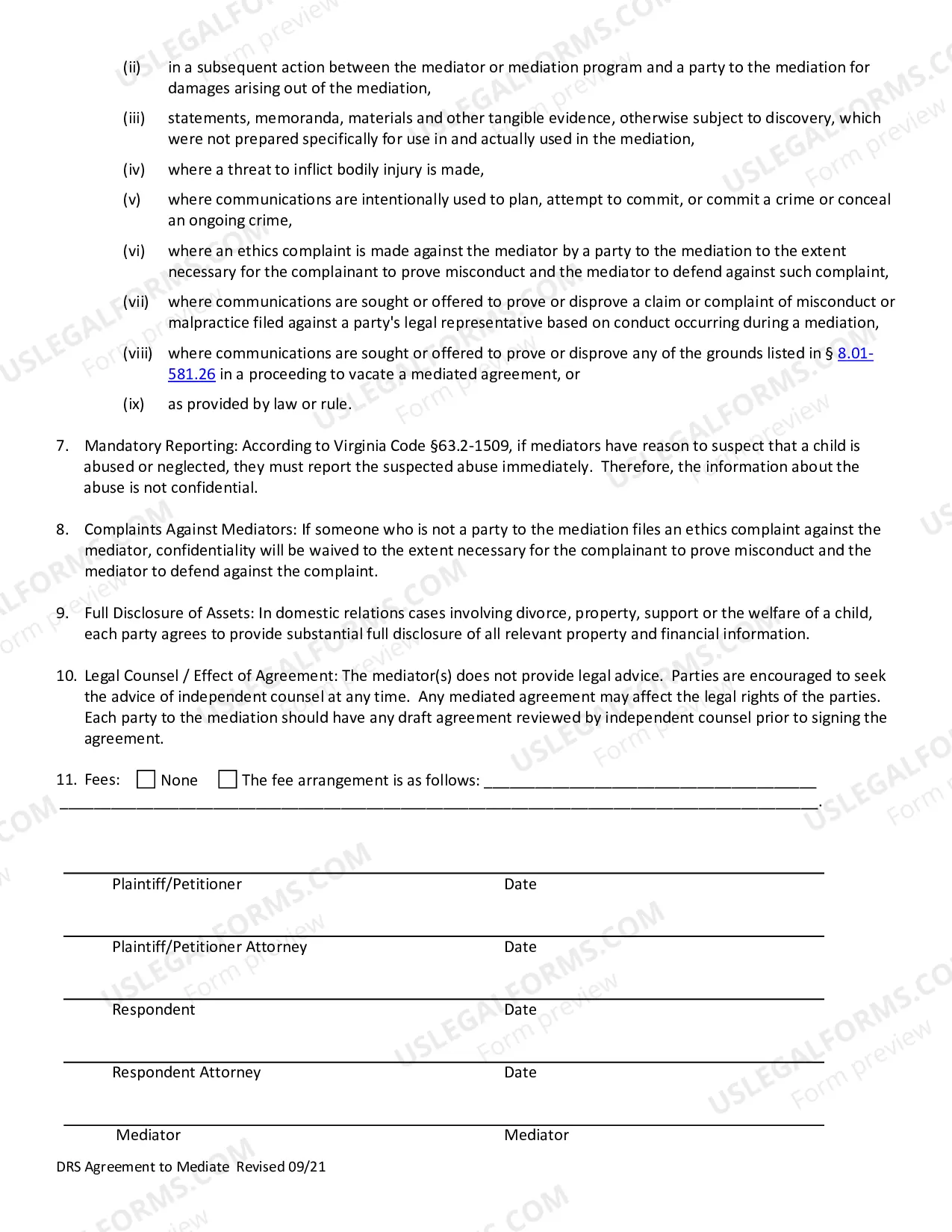 Preview Agreement To Mediate