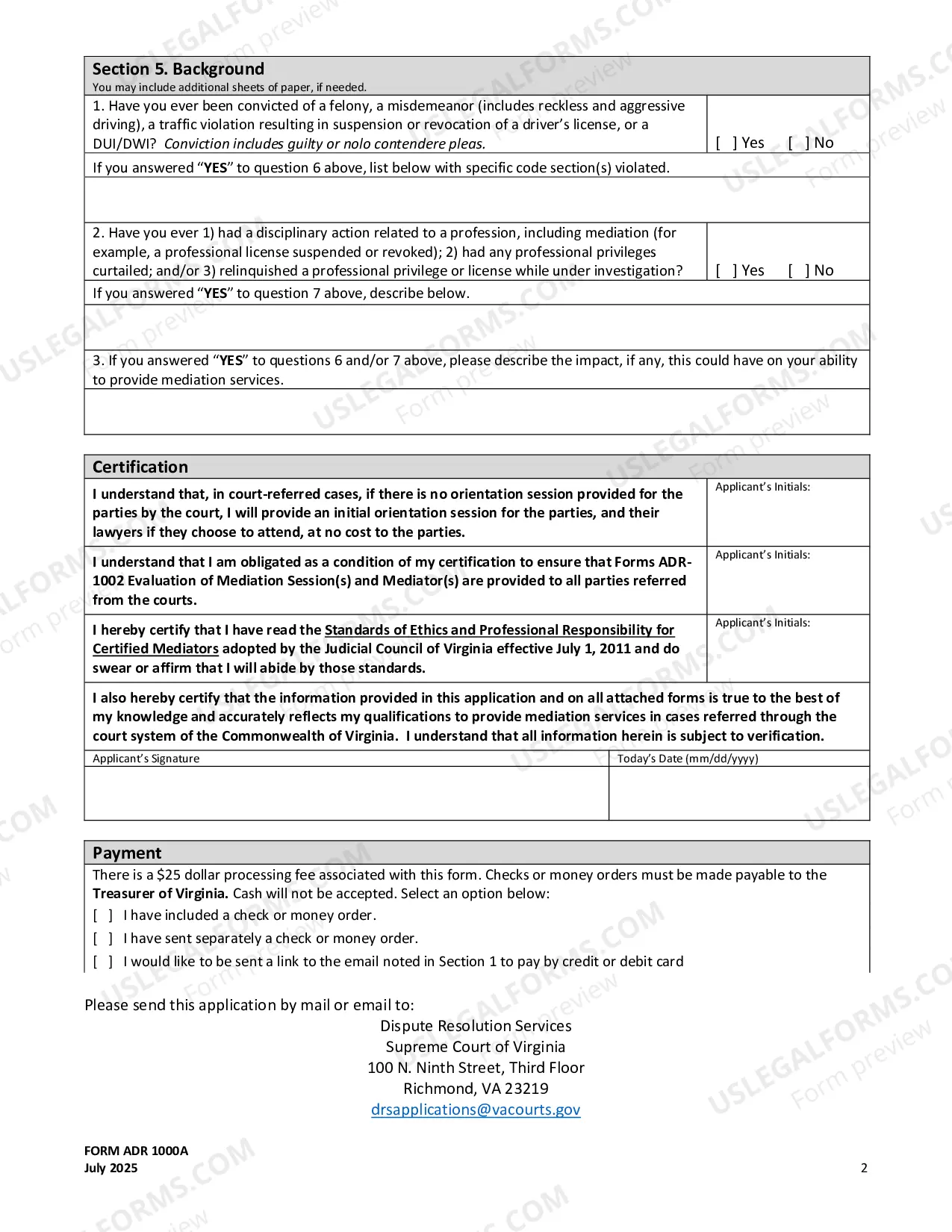 Preview Application For Mediator Certification