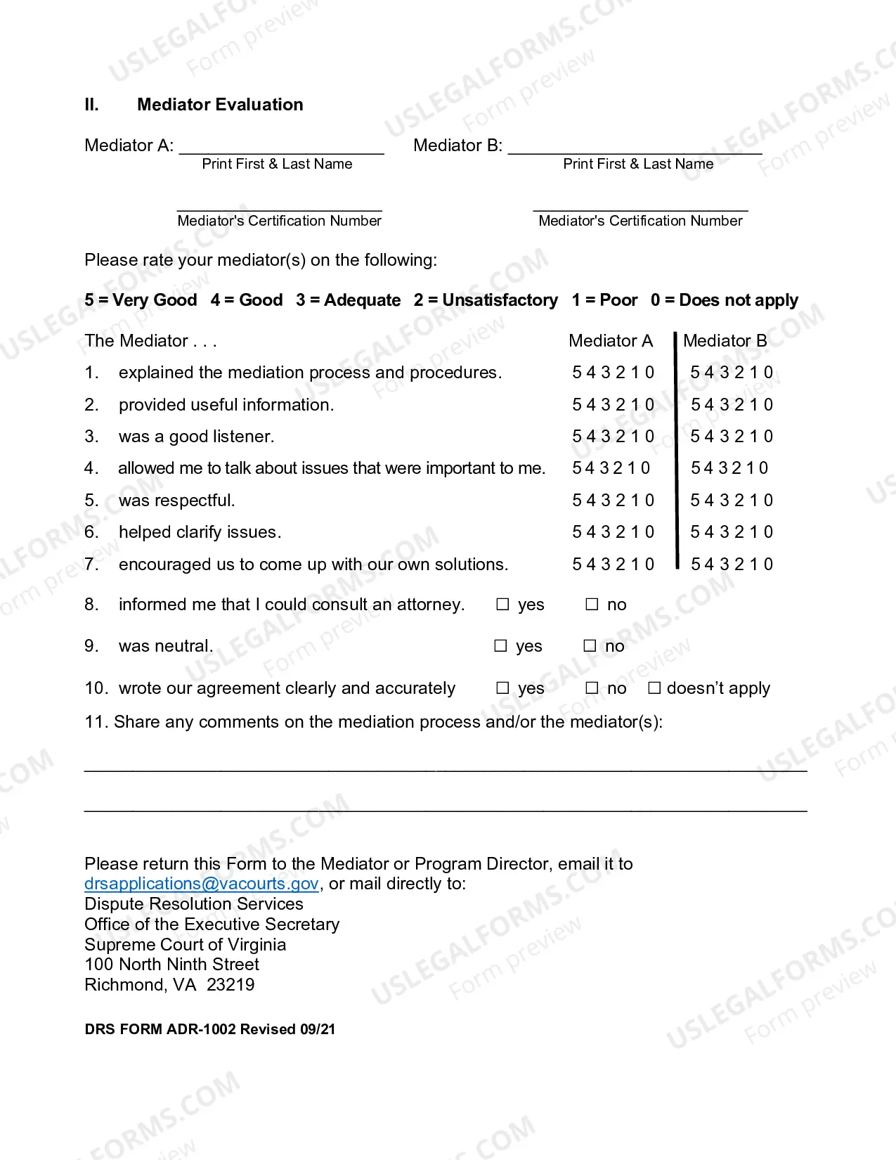 Preview Evaluation Of Mediation Sessions And Mediators