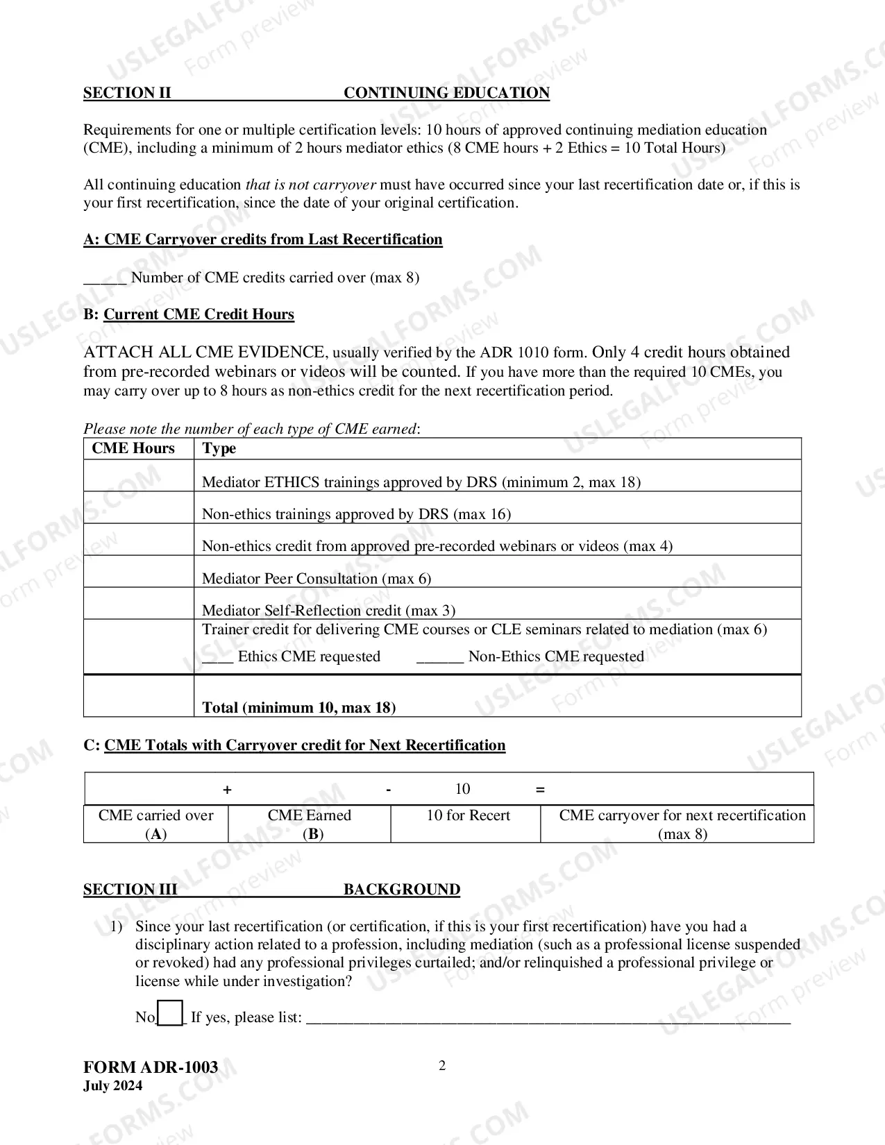 Preview Application For Mediator Recertification