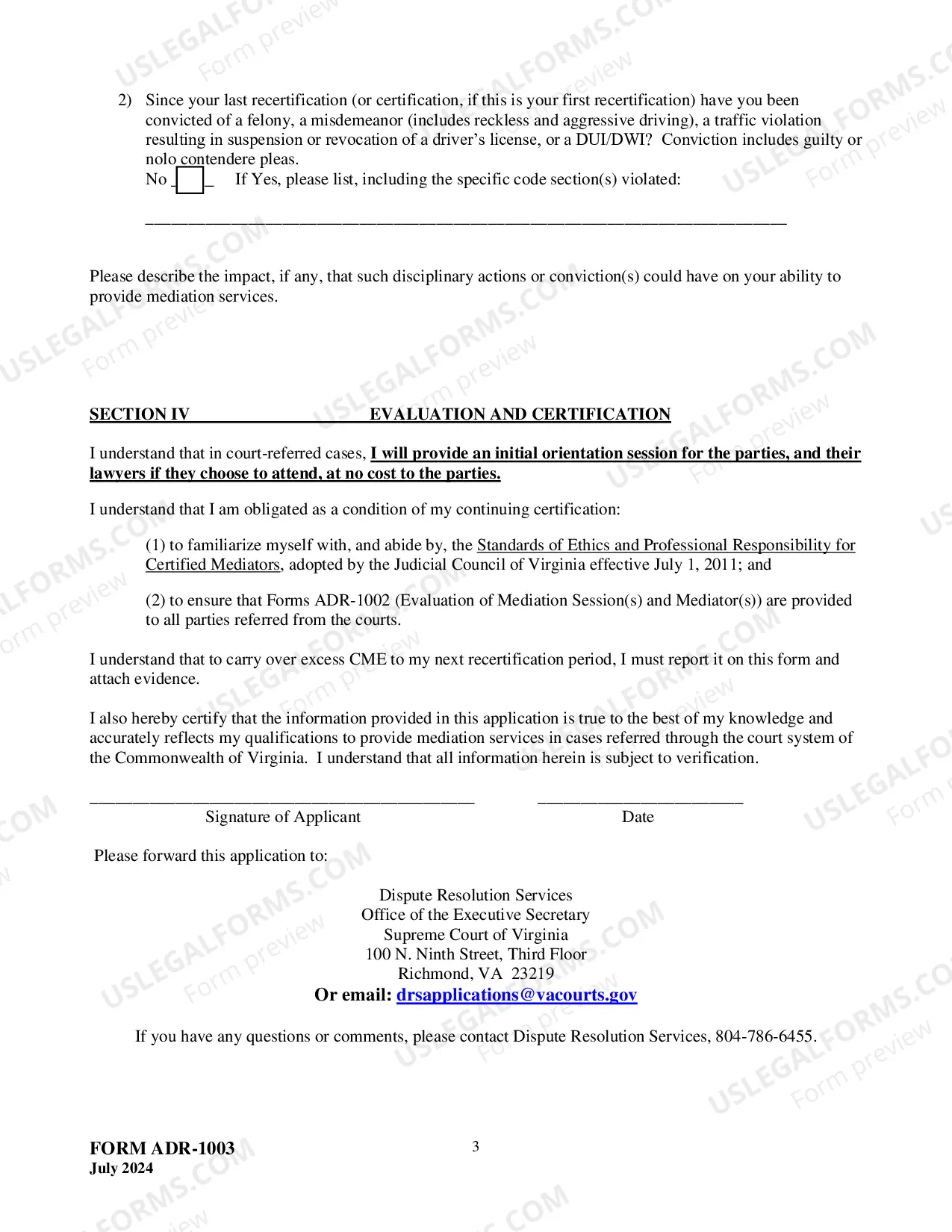 Preview Application For Mediator Recertification