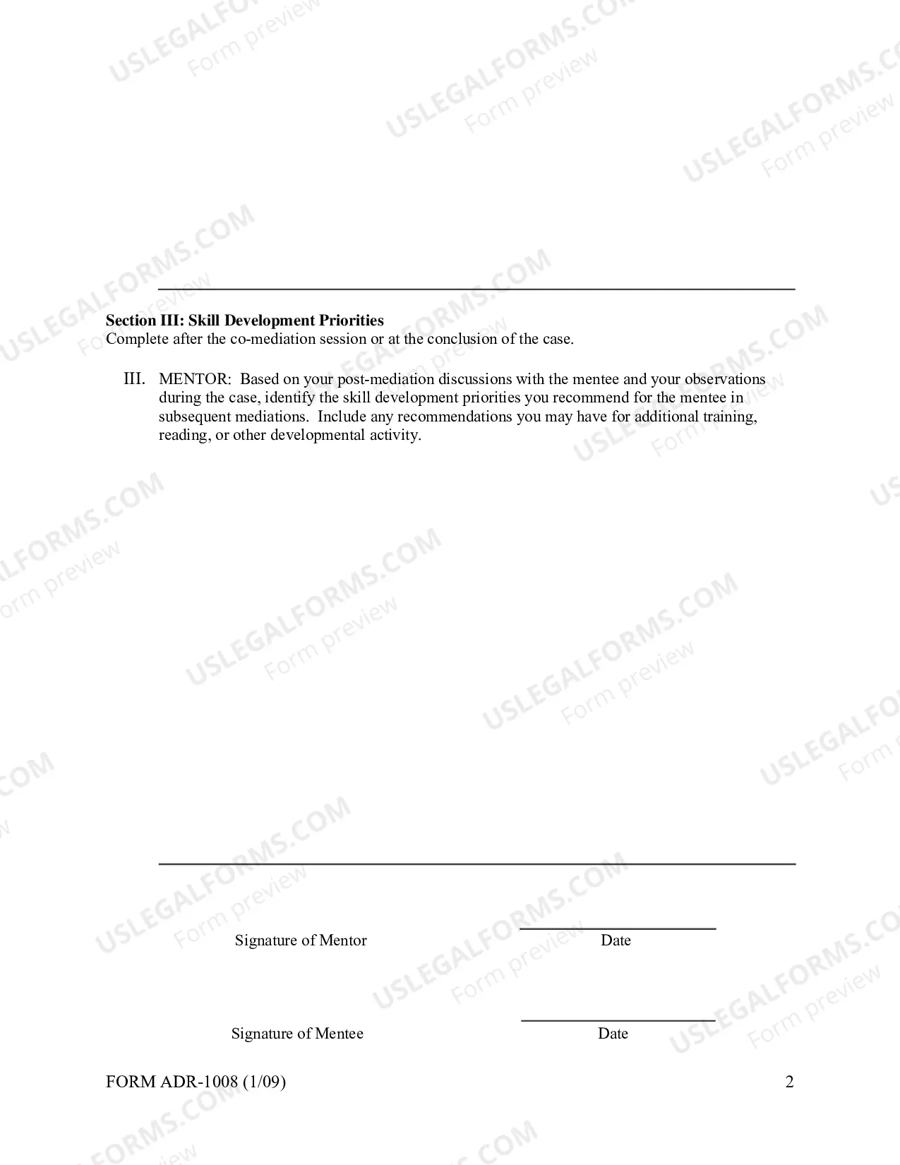 Preview Mentee Portfolio Form