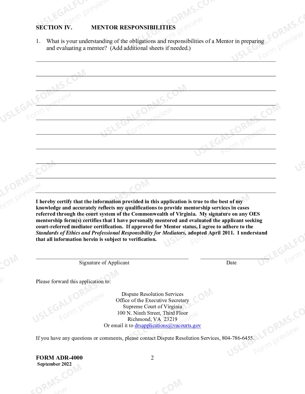 Preview Application For Mentor Status