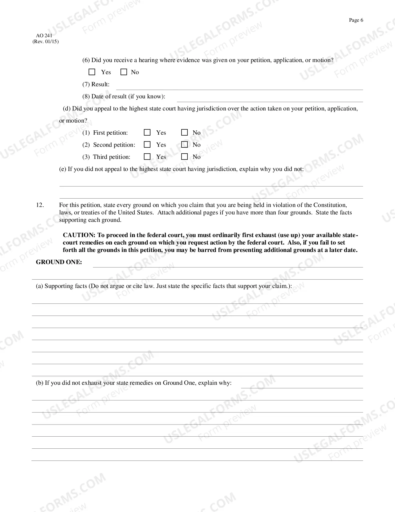 Preview Petition for Relief From a Conviction or Sentence By a Person in State Custody (Petition Under 28 U.S.C. 2254 for a Writ of Habeas Corpus)