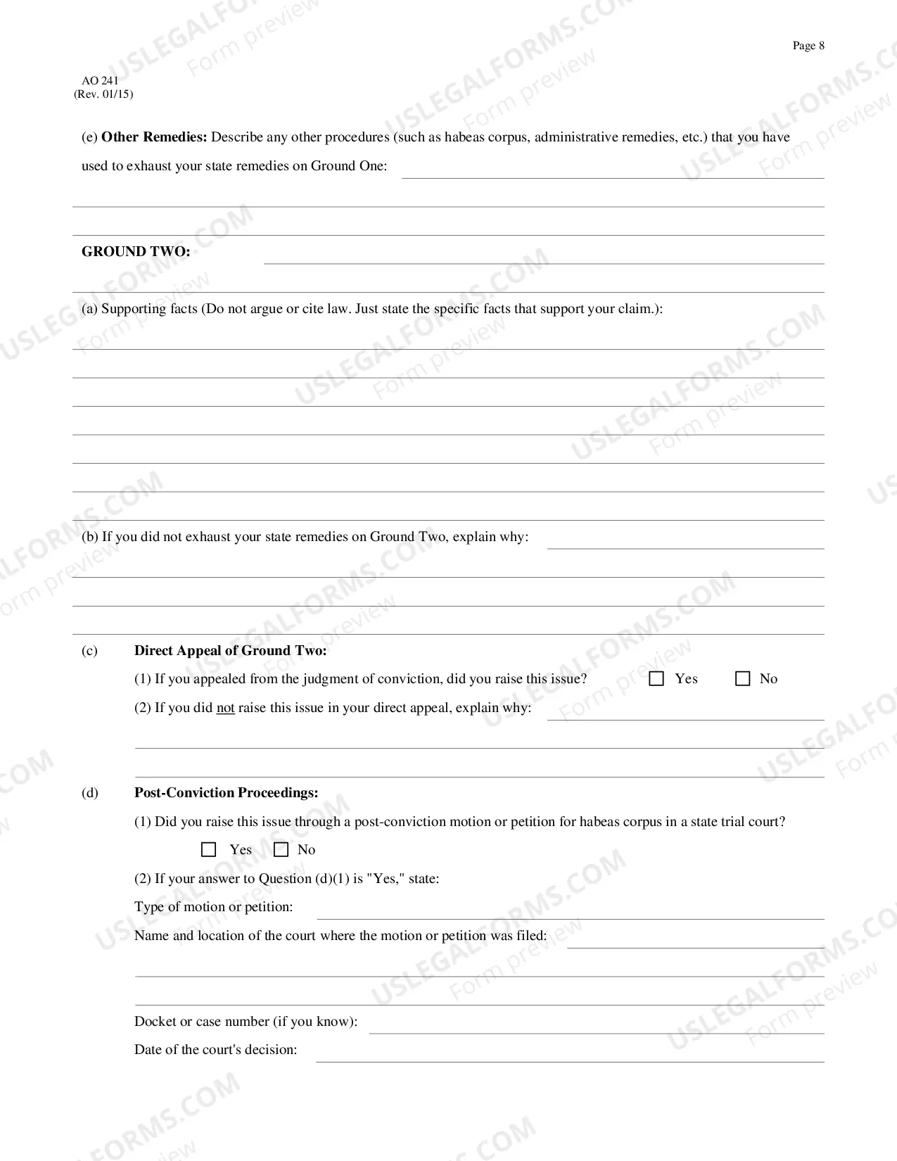Preview Petition for Relief From a Conviction or Sentence By a Person in State Custody (Petition Under 28 U.S.C. 2254 for a Writ of Habeas Corpus)