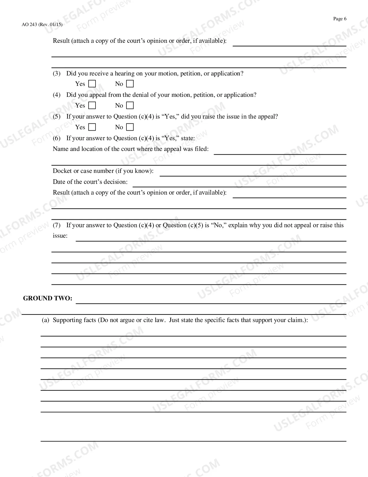 Preview Motion to Vacate, Set Aside, or Correct Sentence By a Person in Federal Custody (Motion Under 28 U.S.C. 2255)
